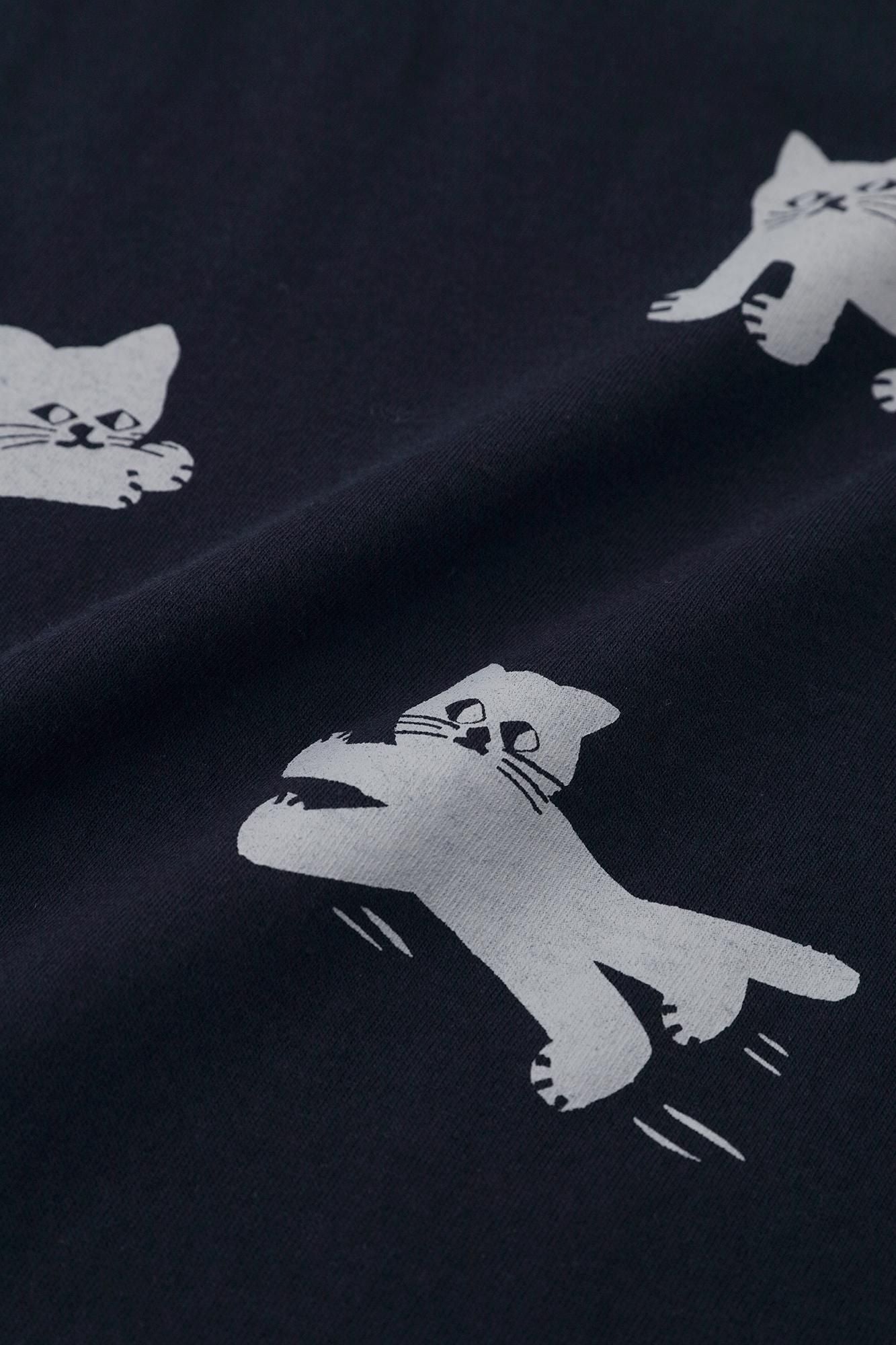 ねこ 半袖Tシャツ[5.0]／ネイビー