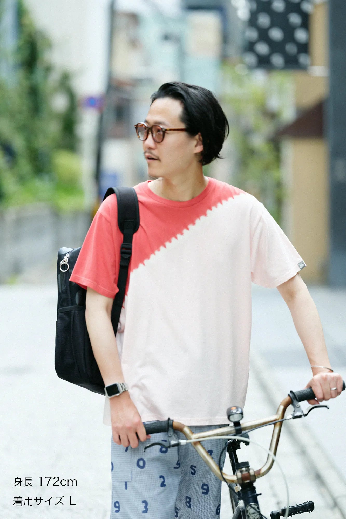 【6月30日頃発送予定】近清絞り 染め分け半袖Tシャツ[5.0]／メッセンジャー ライトピンク×レッド