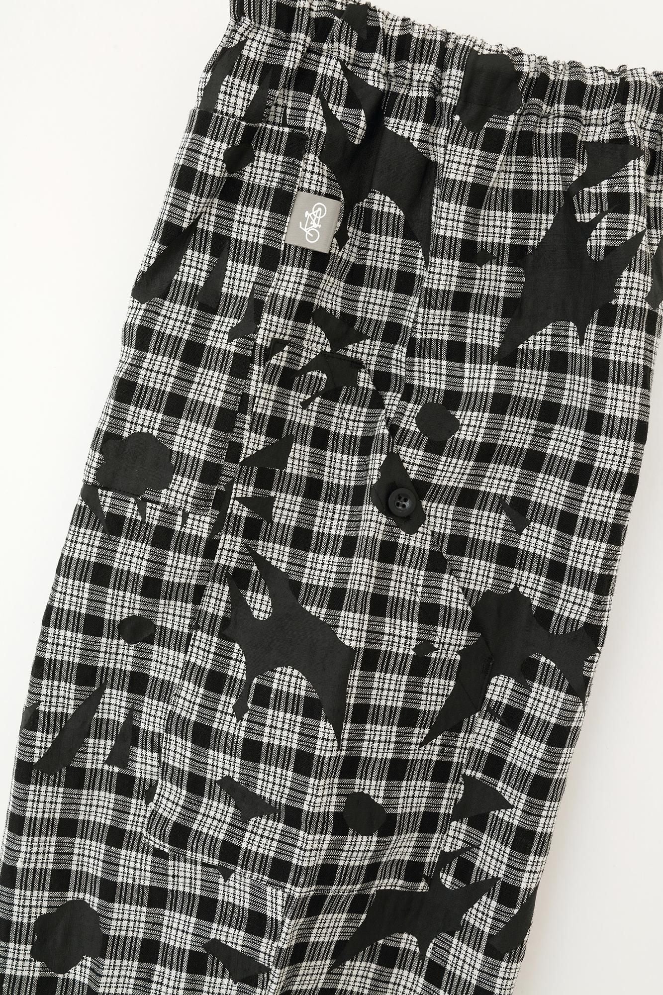 亞麻格子BIKE 七分褲短版/落落大方