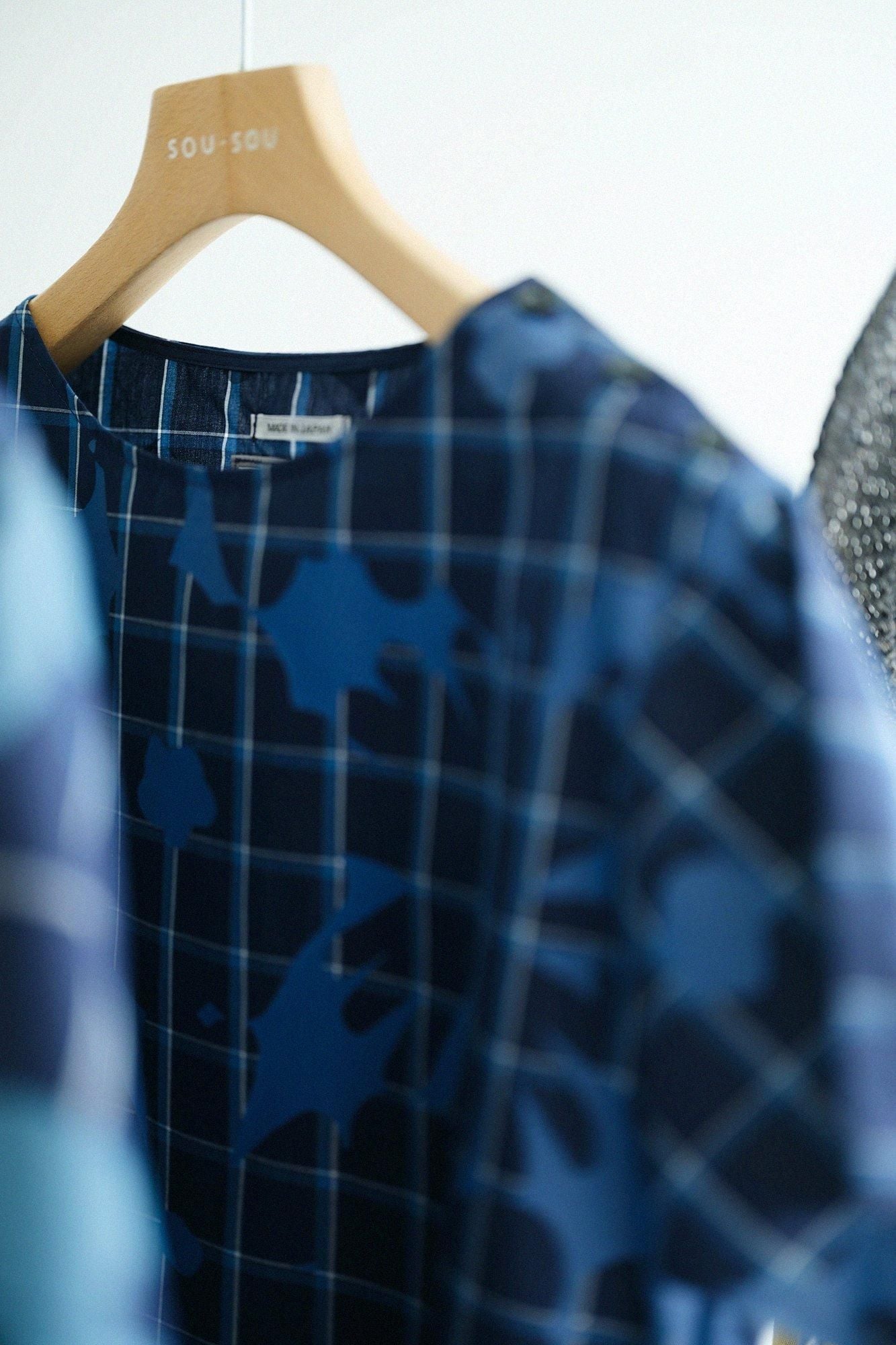 Indigo Broadcloth Check BIKE One-piece Dress / Oraka