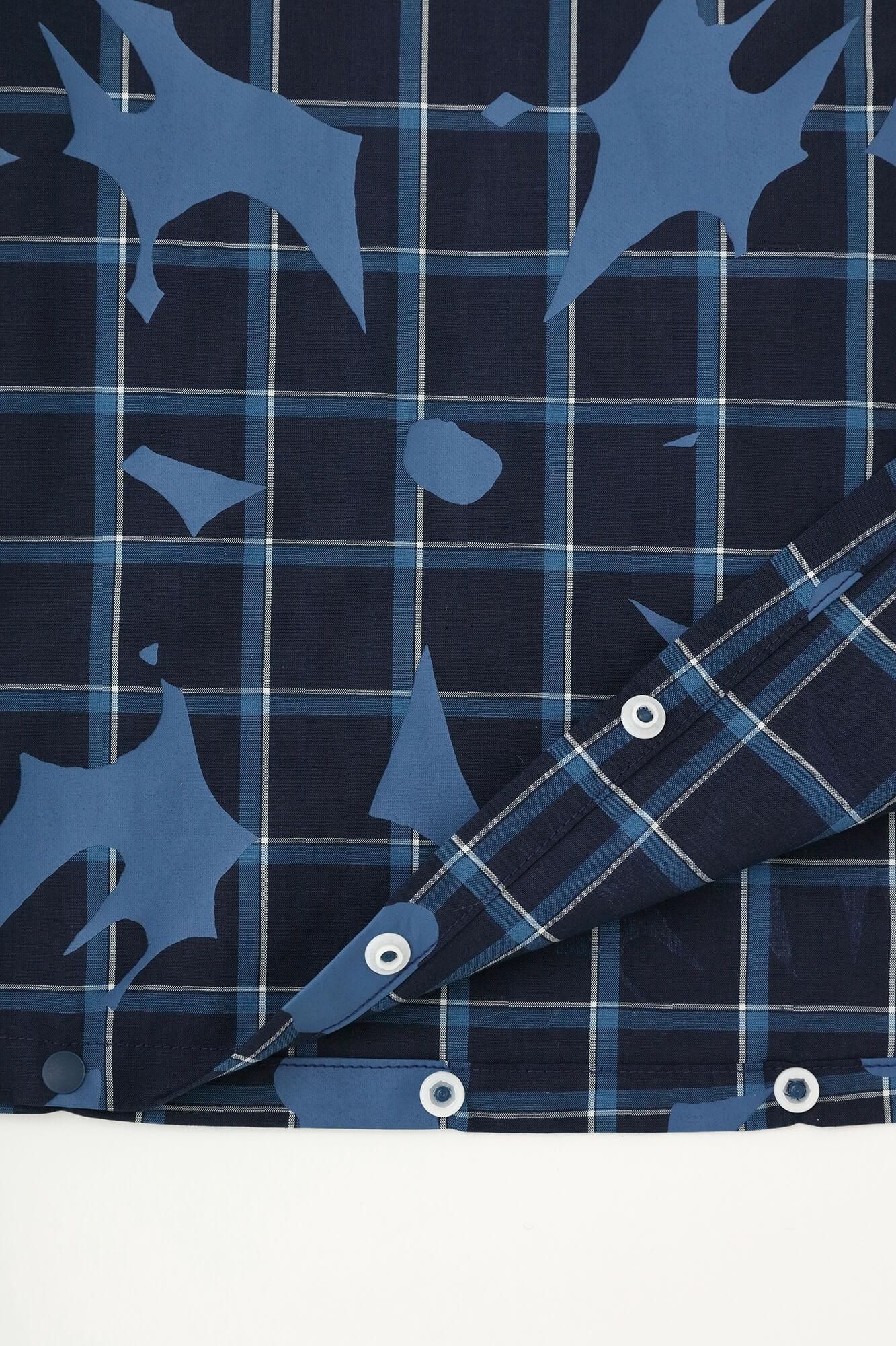 Indigo Broadcloth Check BIKE One-piece Dress / Oraka