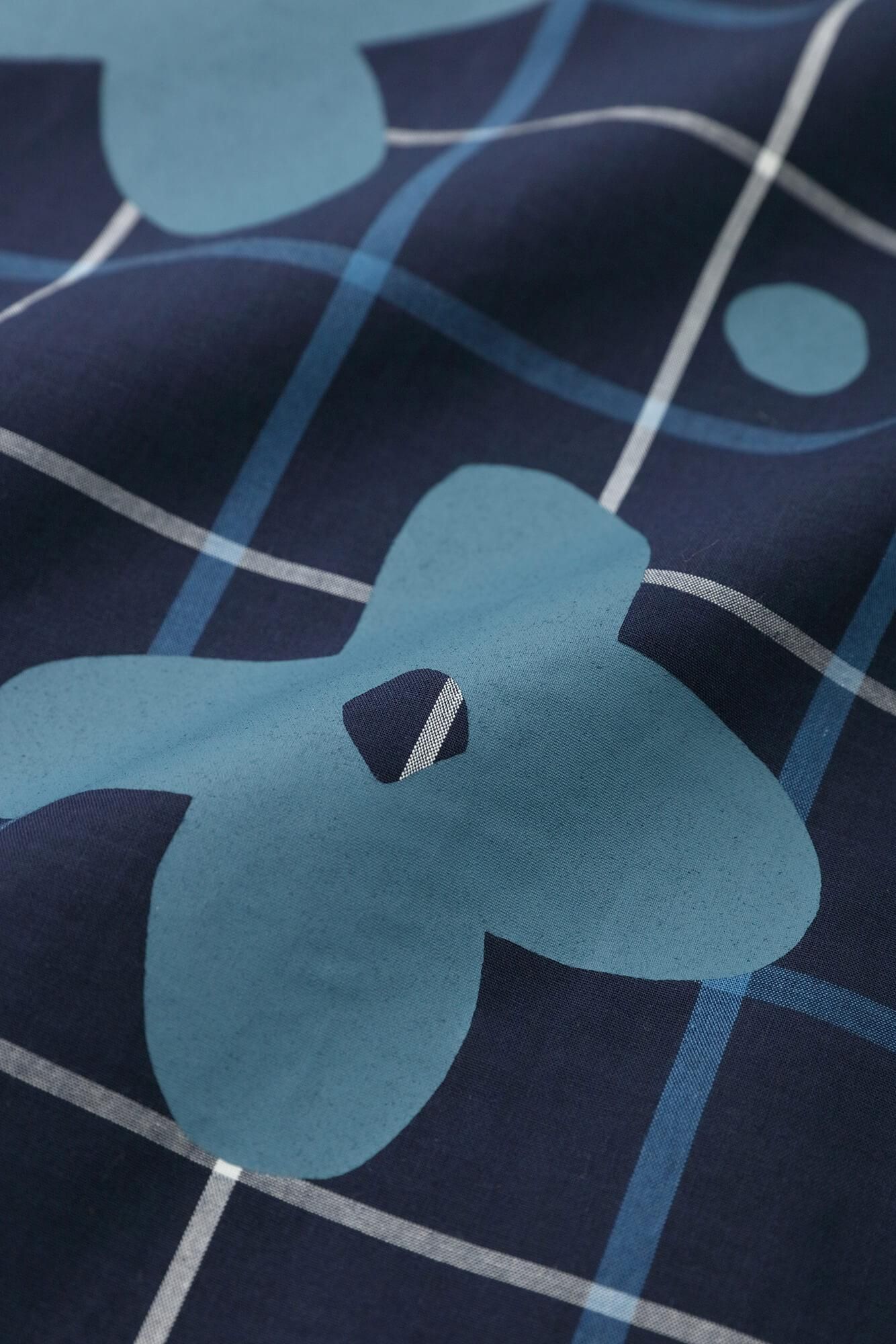 【官網限定】靛藍染密織平紋布格紋BIKE 連身裙/山花風