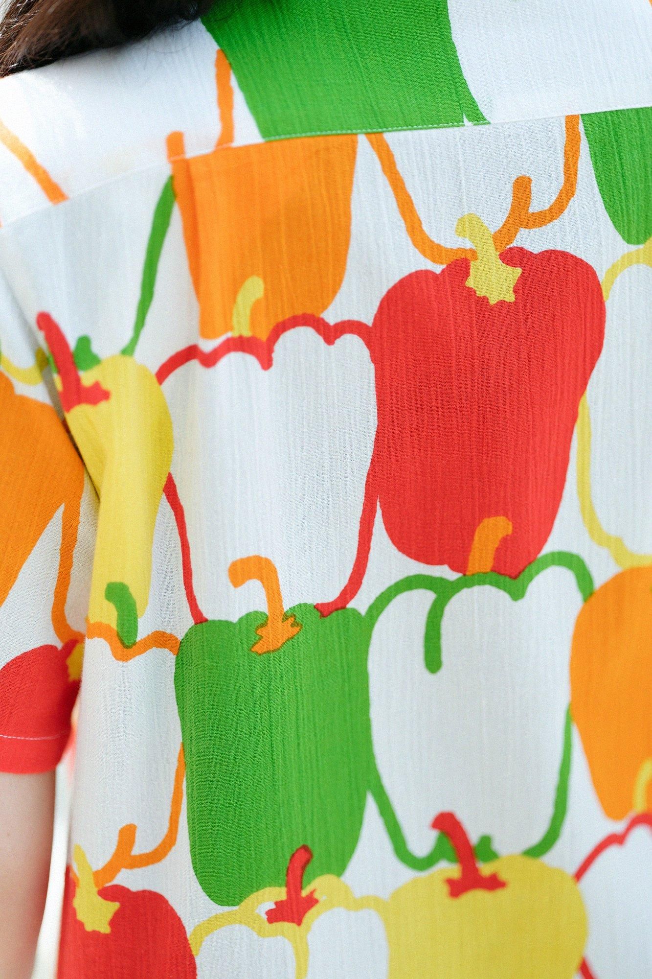 高島縮棉 20/20 短袖襯衫／甜椒