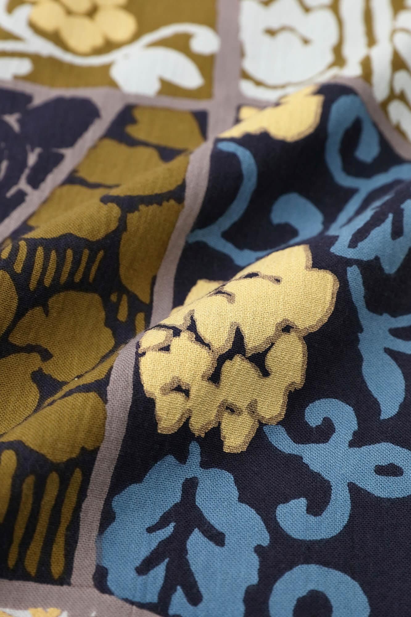 【net限定40%OFF】高島縮 20/20 半袖シャツ／金銀襴緞子等縫合せ（きんぎんらんどんすとうぬいあわせ） 写し（うつし）