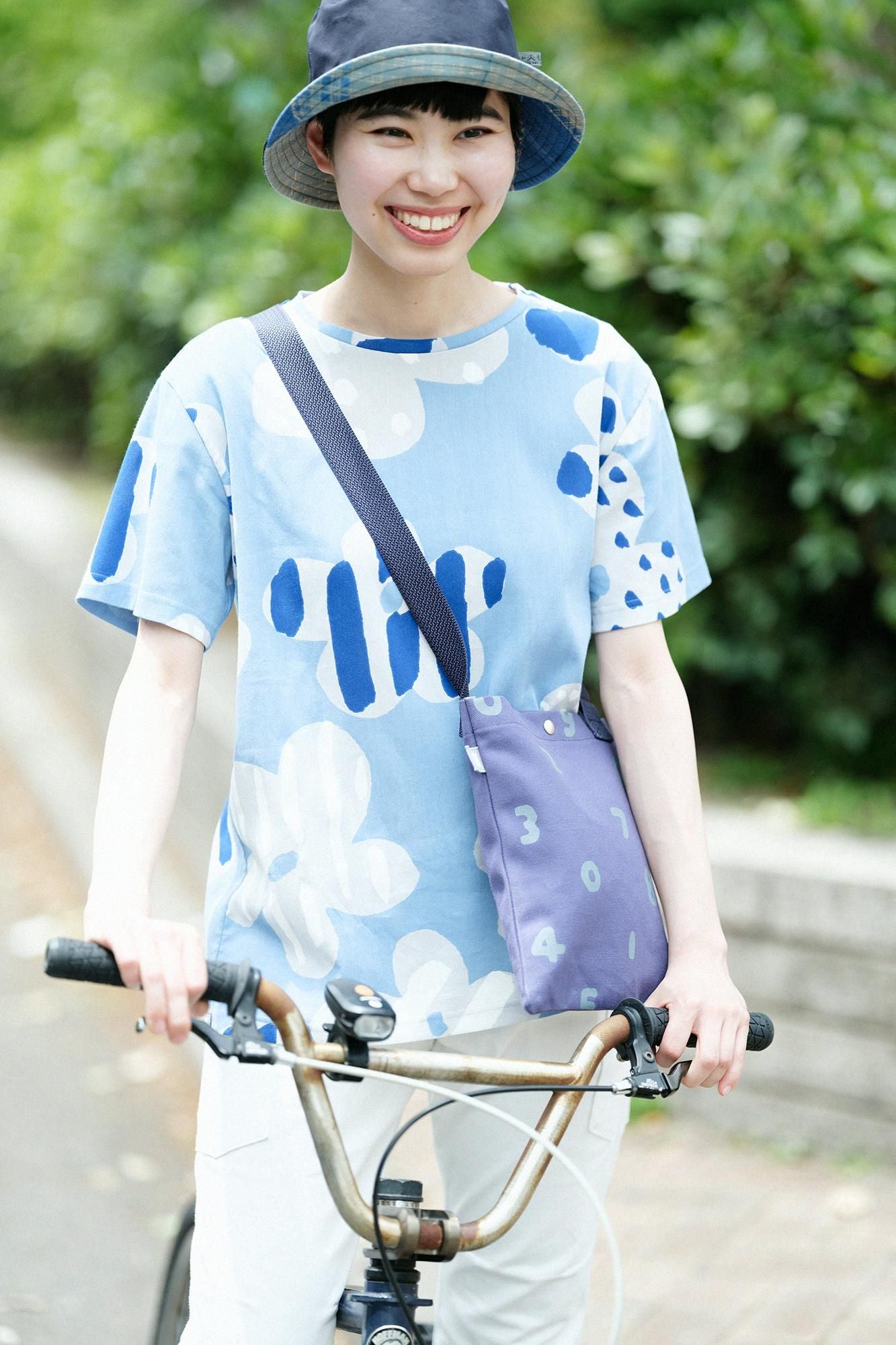 高島縮 40/40 半袖Tシャツ／はじける