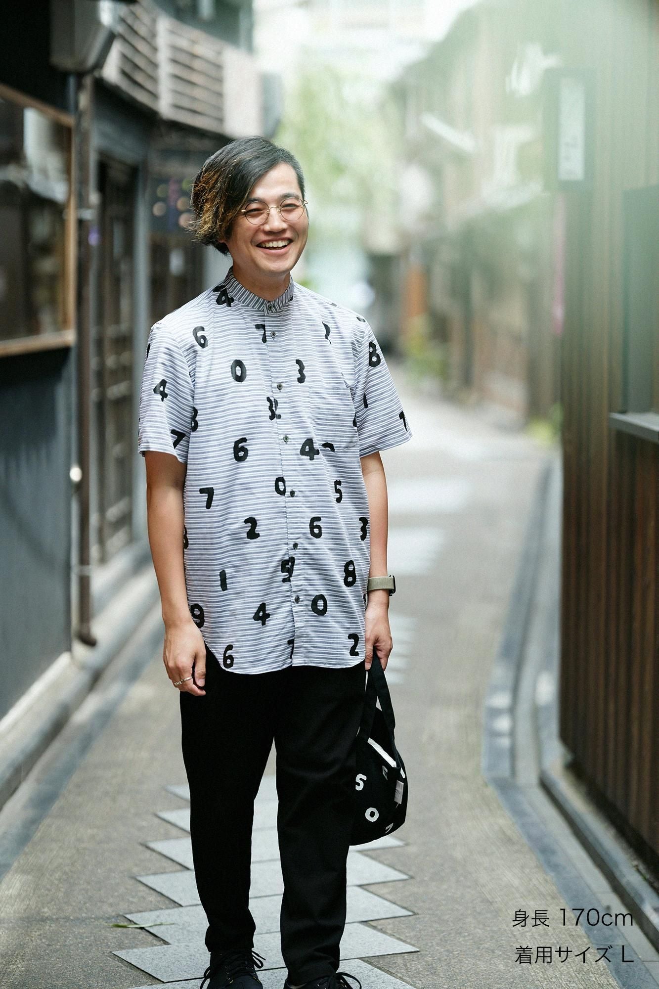 棉布式绒毛架套圈短袖衬衫/so-su-u深灰育儿条纹（koihaikomochishima）