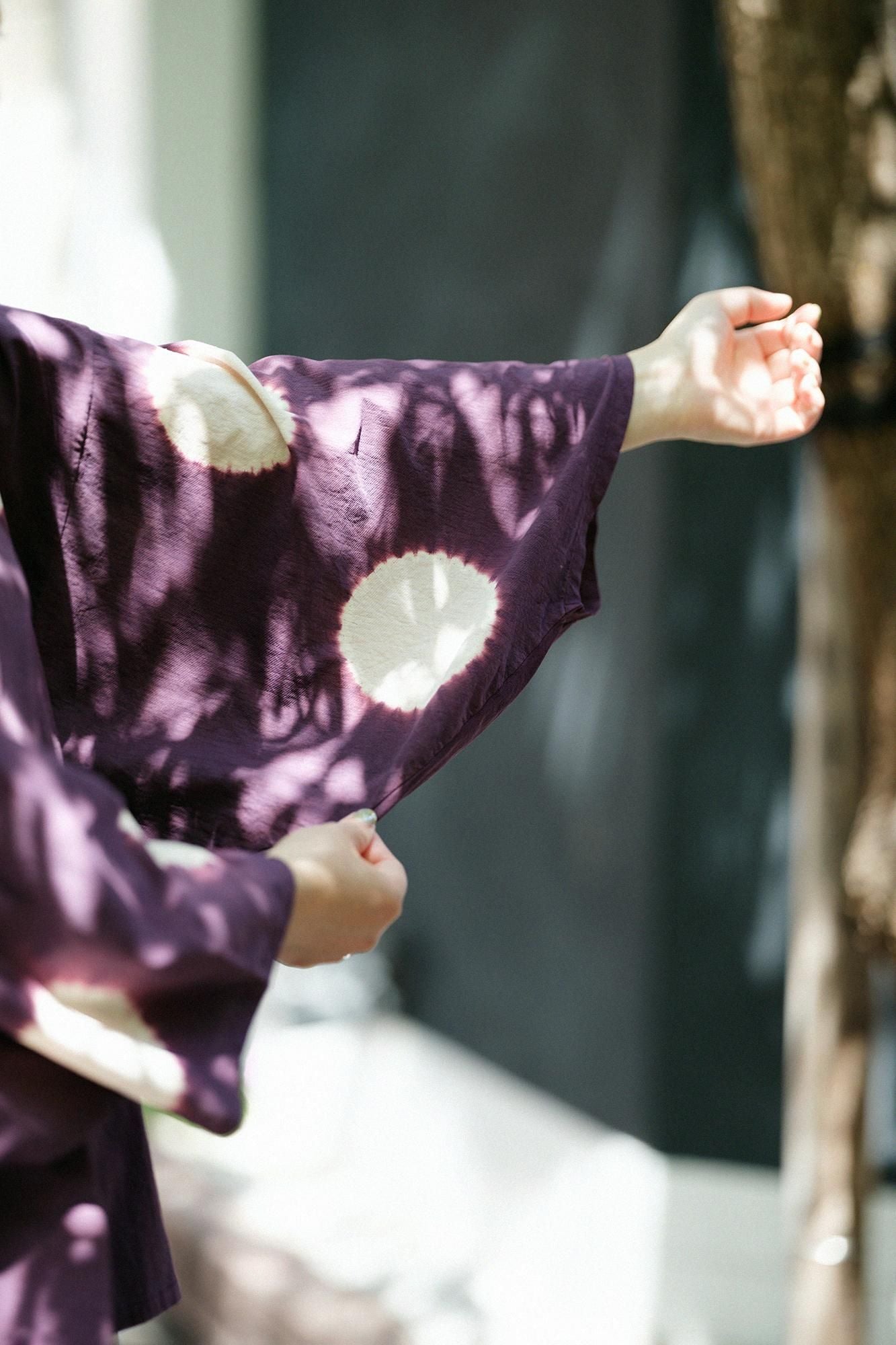 Konsei Tie-dye Kersey Naginata Square Top / Large Polka Dots