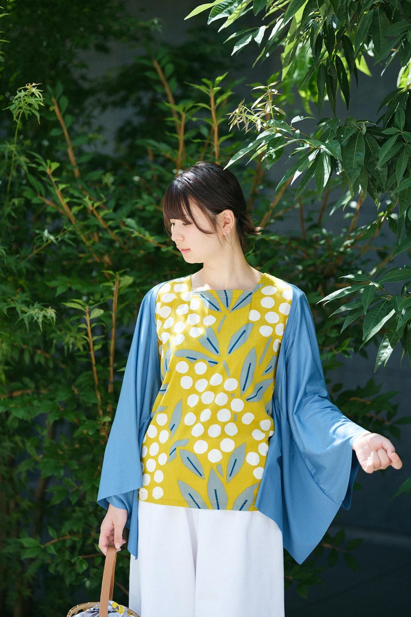 GIZA×Lyocell Plain Stitch Squirrel-like Short Cardigan / Greyish Blue