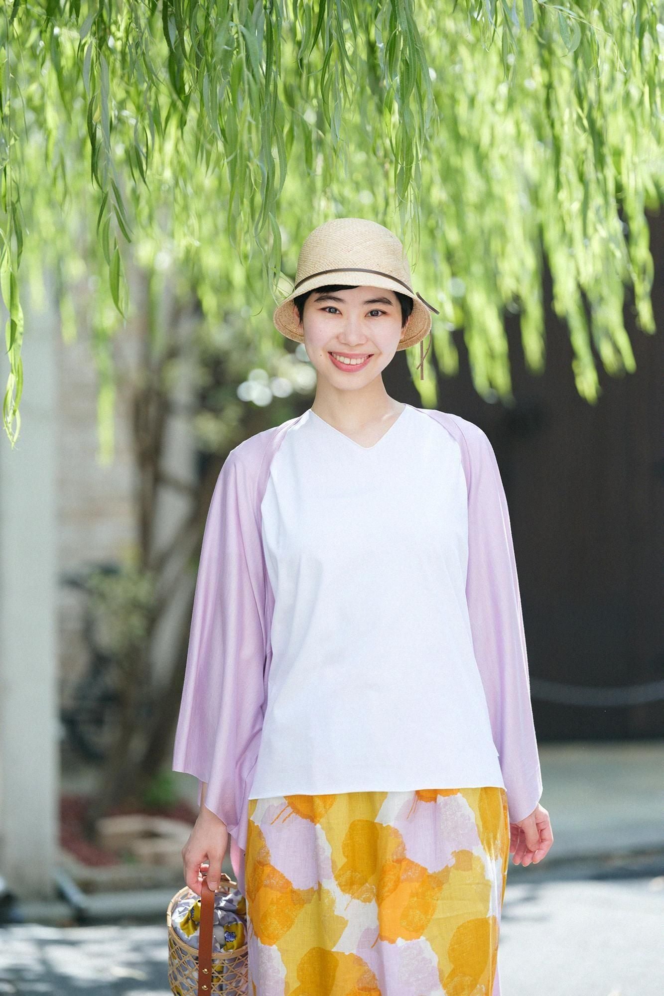 GIZA×Lyocell Plain Stitch Squirrel-like Cardigan / Pastel Pink