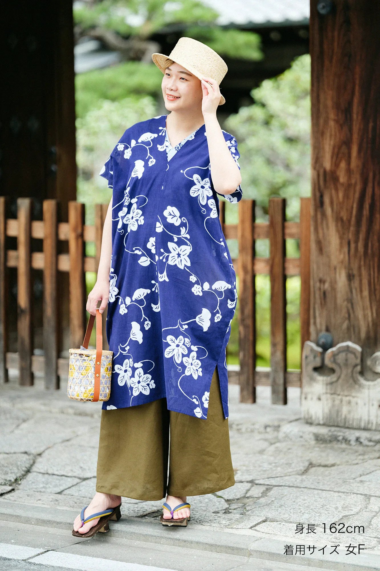【Ships ard. 6/23】Chita Cotton Bun Rectangular Dress Split Joint / Graceful