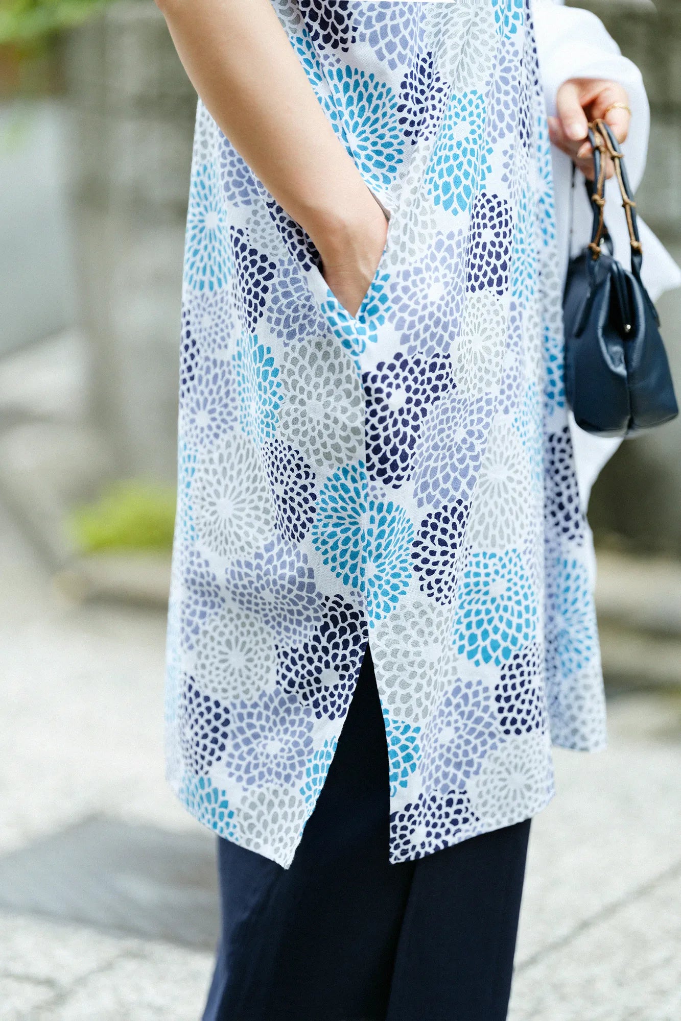 【Ships ard. 6/23】Chita Cotton Bun Rectangular Dress Split Joint / Chrysanthemum