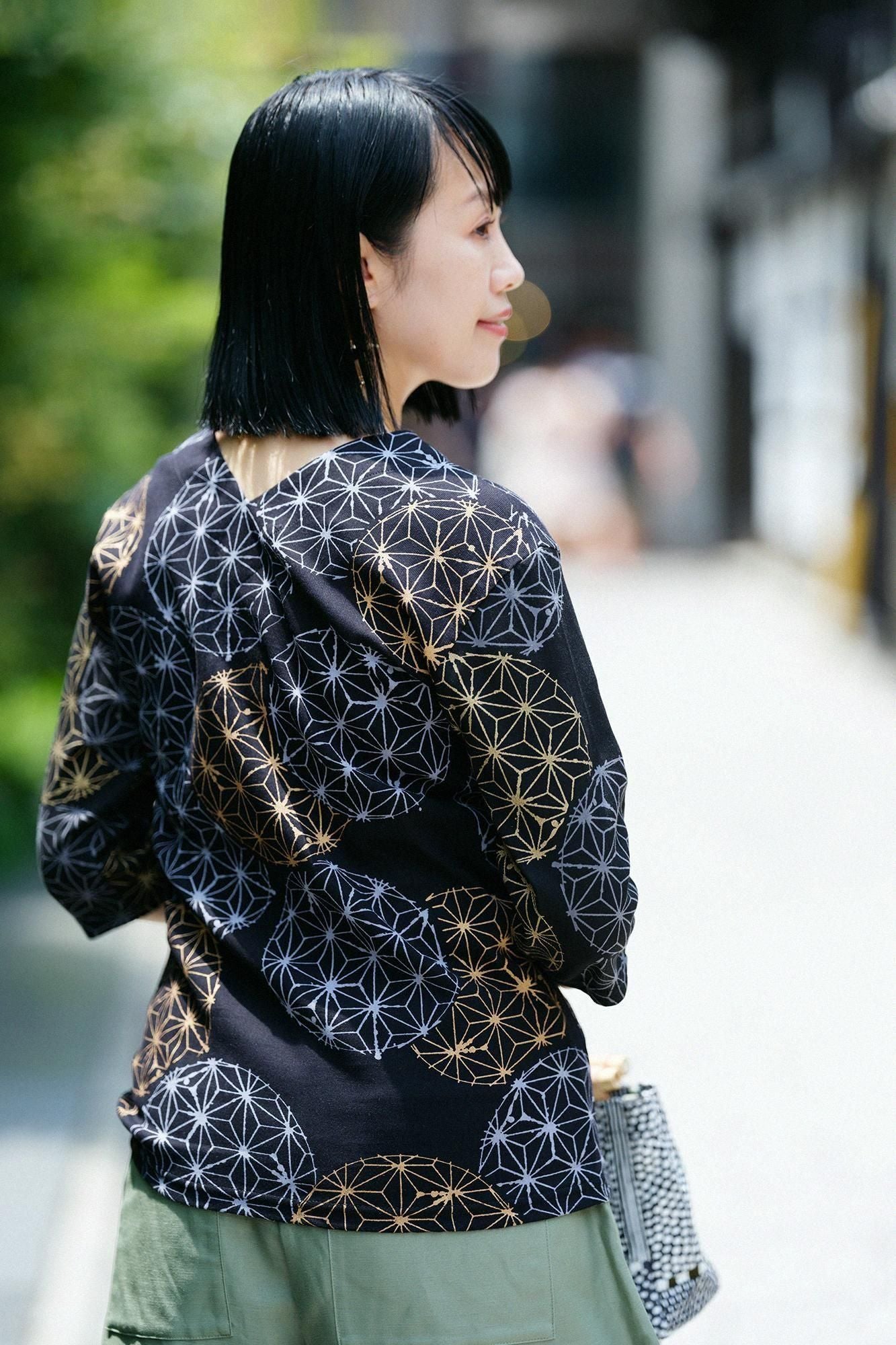 Takashima chiku 40/40未拧紧的衣领，第六长/亚麻Temari