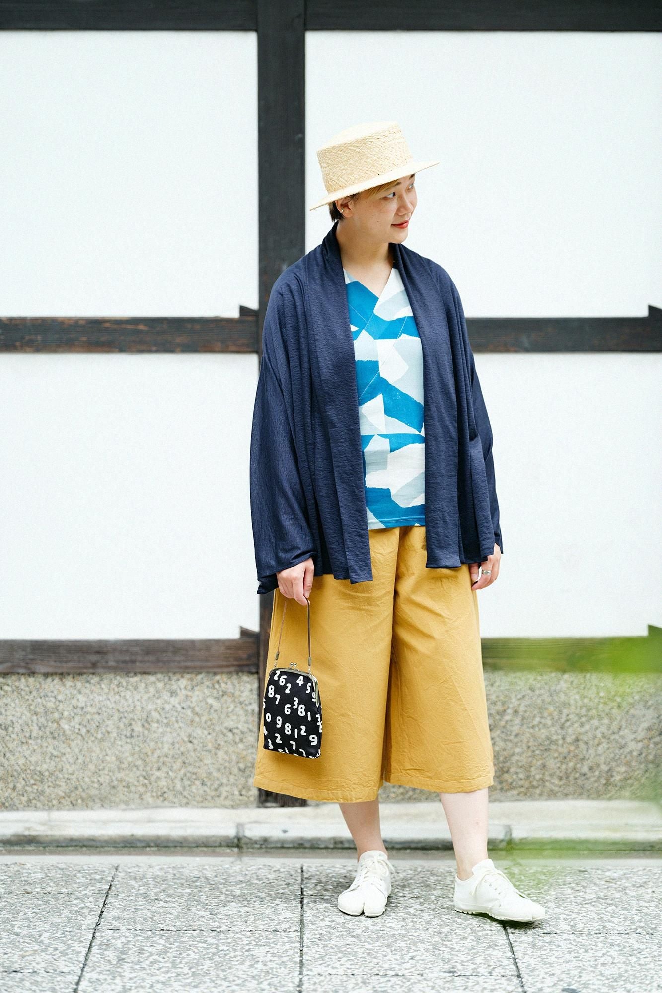 高島縮棉 40/40 V領上衣 六分袖／偶然