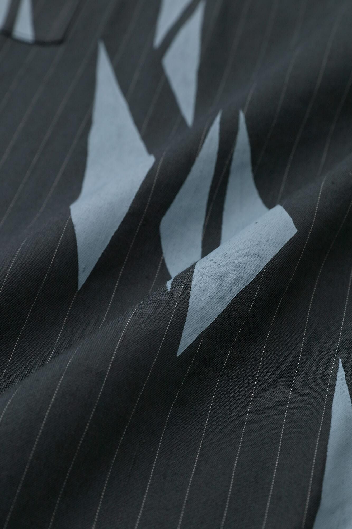 麻 人造絲 哈倫褲／薄冰破 深藍色條紋