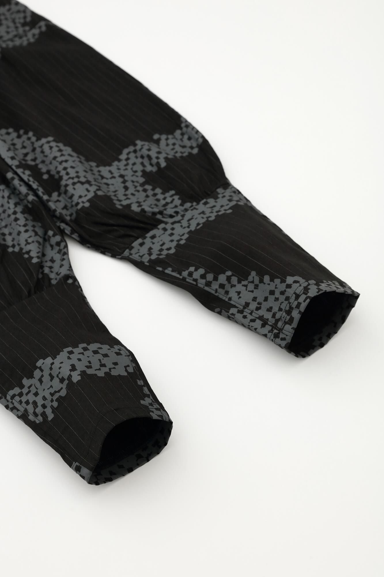 麻 人造絲 哈倫褲／五花大綁 黑色條紋