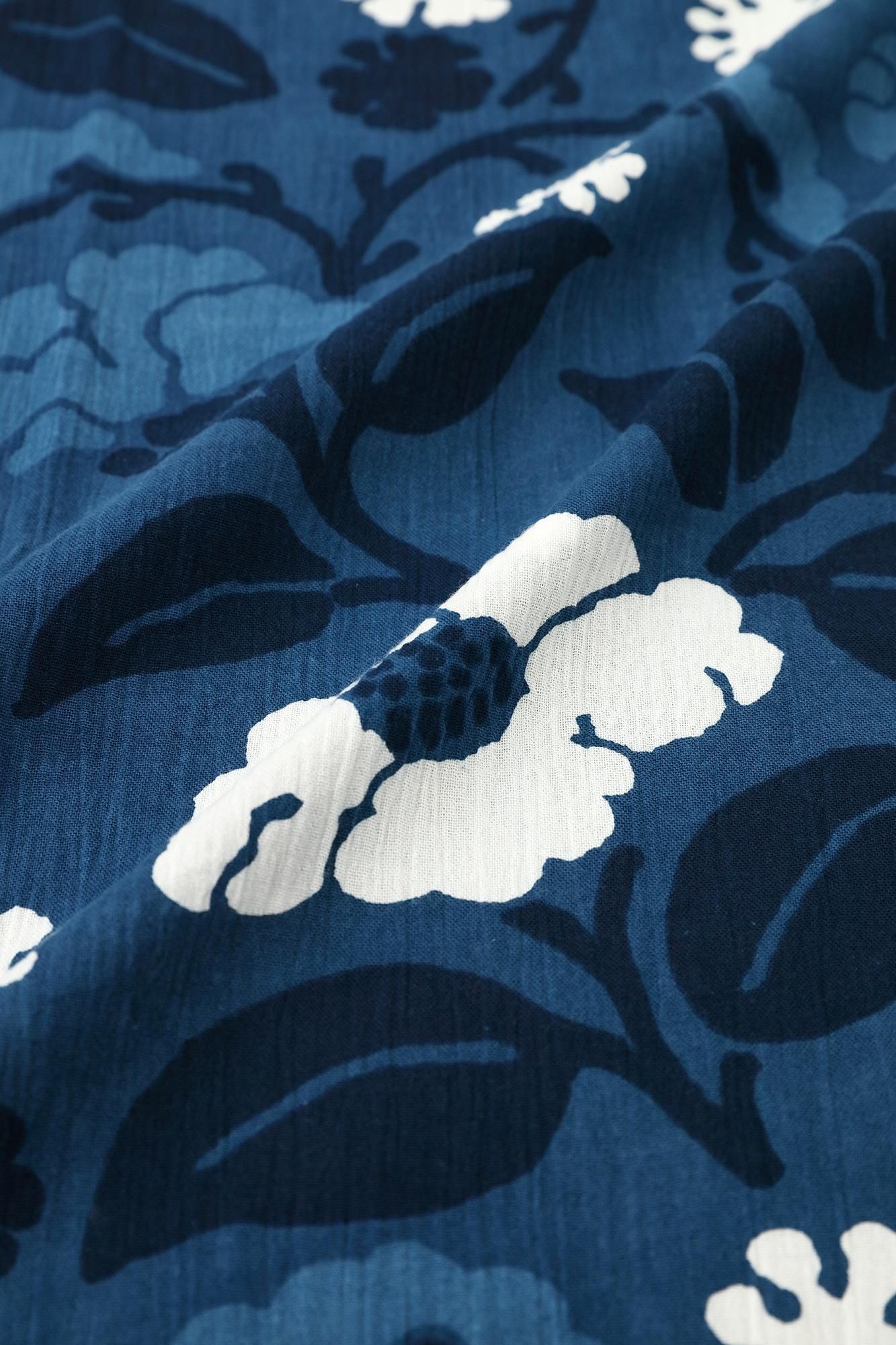 高島縮 20/20 藍捺染（あいなせん） 薙刀長方形衣（なぎなた