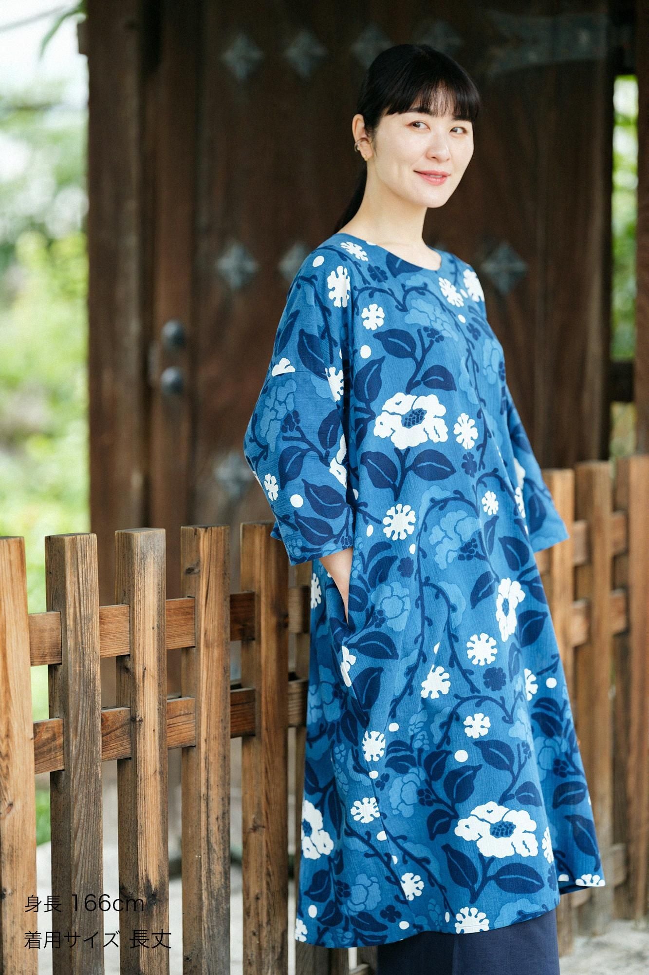 美品 sou・sou ソウソウ 高島縮 薙刀長方形衣 ワンピース ゆったり 高島縮 薙刀長方形衣