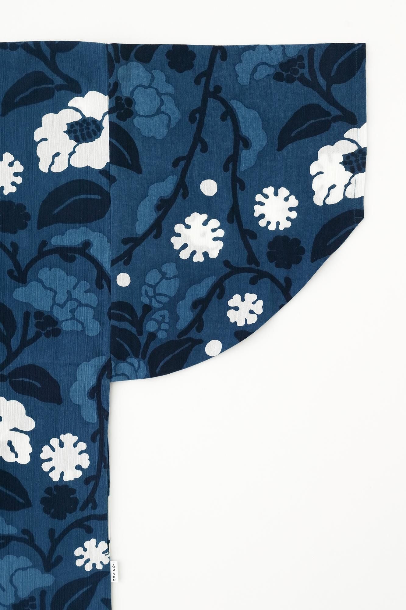 ソウソウ　SOUSOU　高島縮　藍捺染　薙刀長方形衣　たがいちがい　ワンピース ソウソウ SOUSOU 高島縮 藍捺染 薙刀長方形衣 たがいちがい