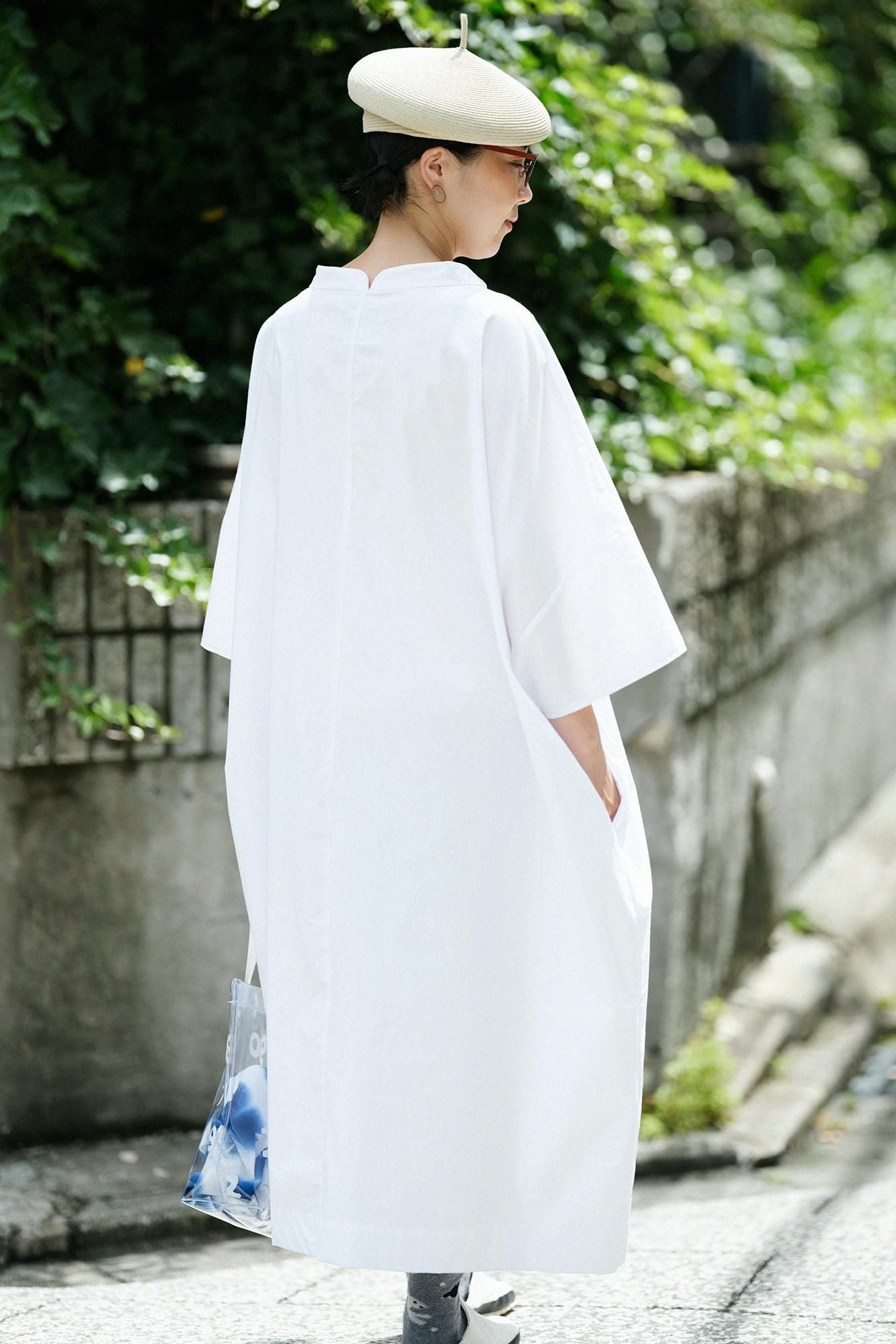 スタンドカラー ラルゴワンピース／つくも