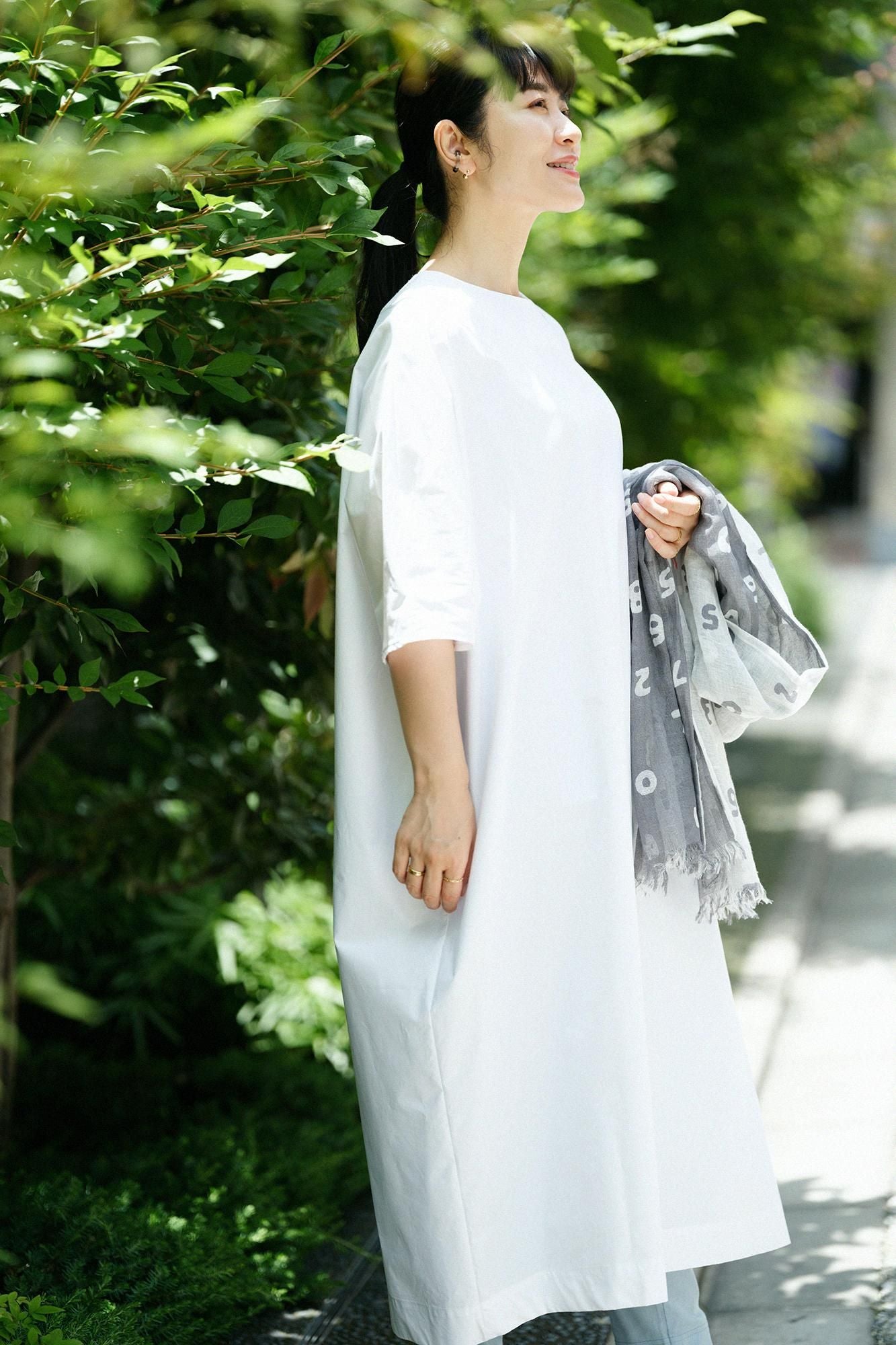 蝙蝠袖宽大连衣裙 长/Tsukumo