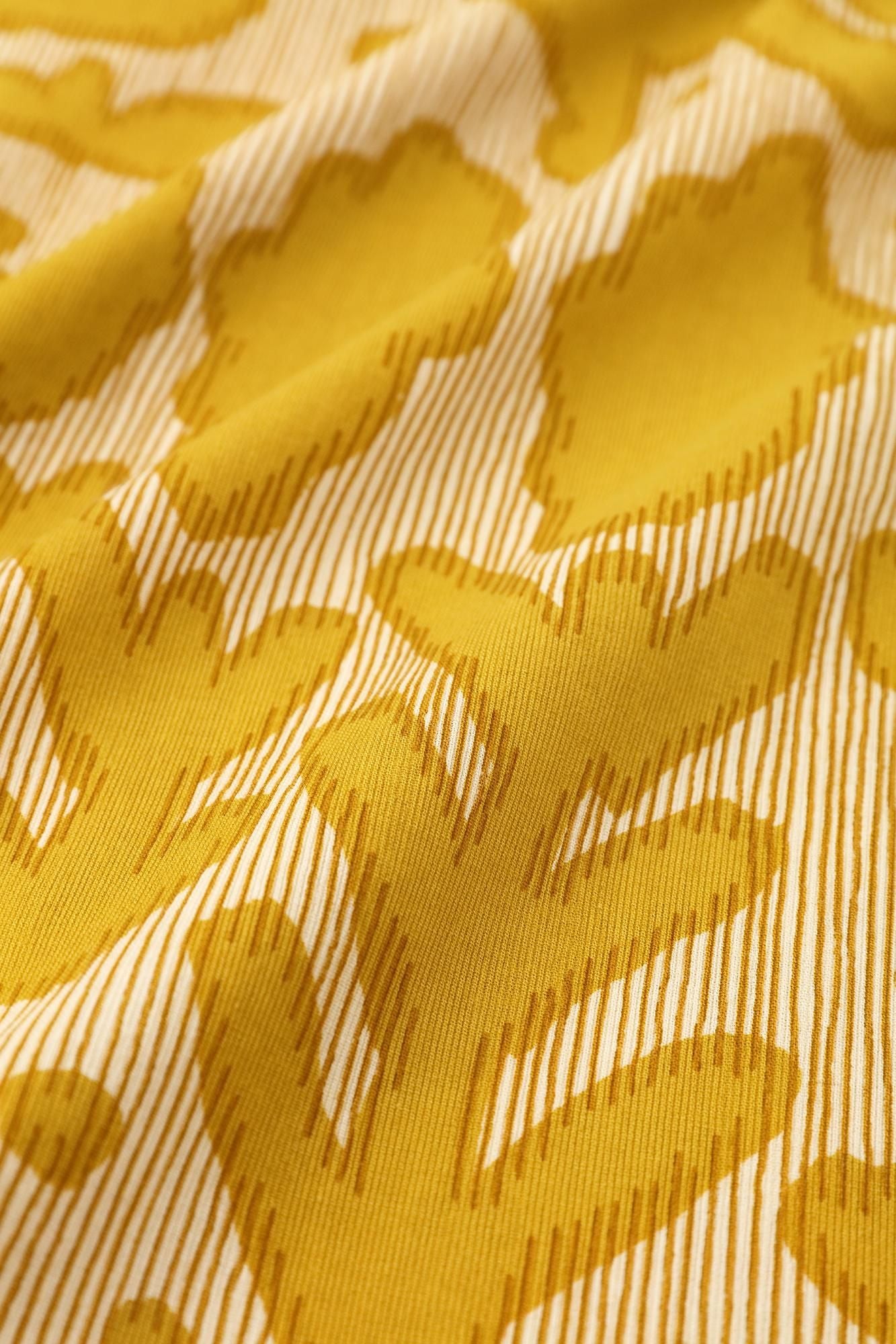 高島縮棉 40/40方領上衣六分袖/花影