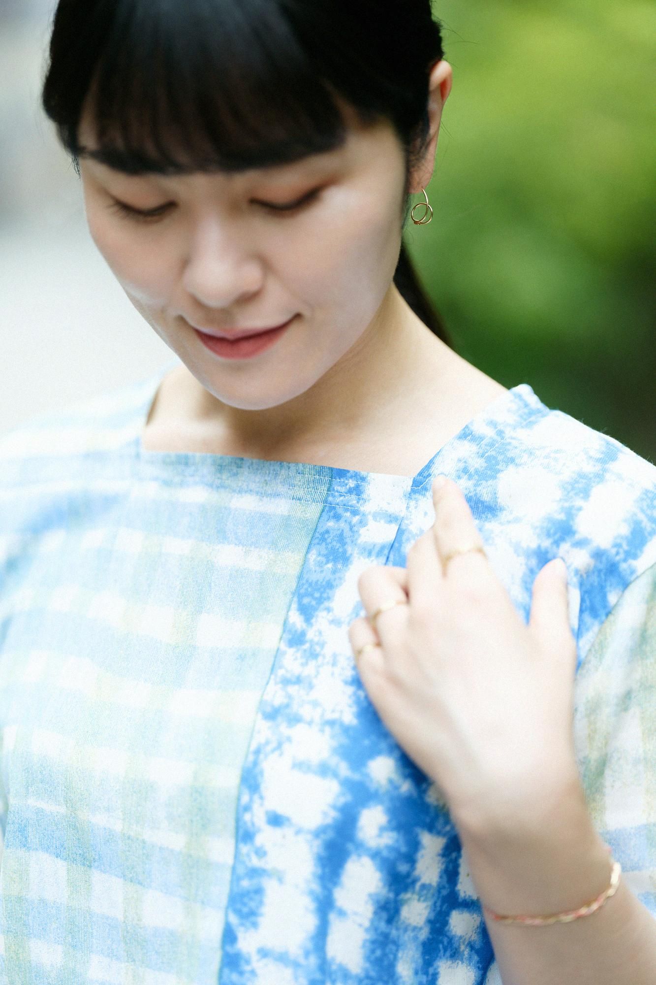 高島縮棉 40/40方領上衣六分袖/無常