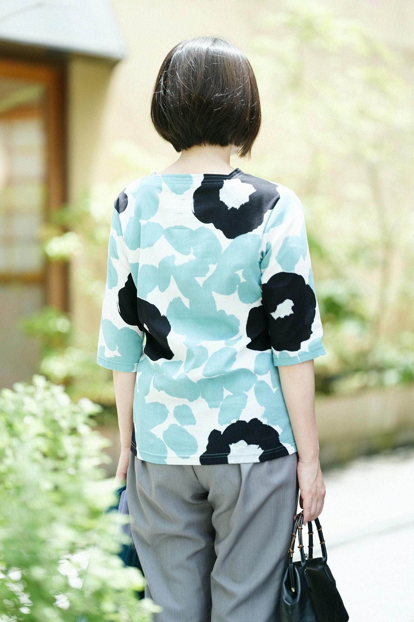 Chizimi Cotton 40/40 Square Neck Shirt Elbow Length Sleeve／Tender