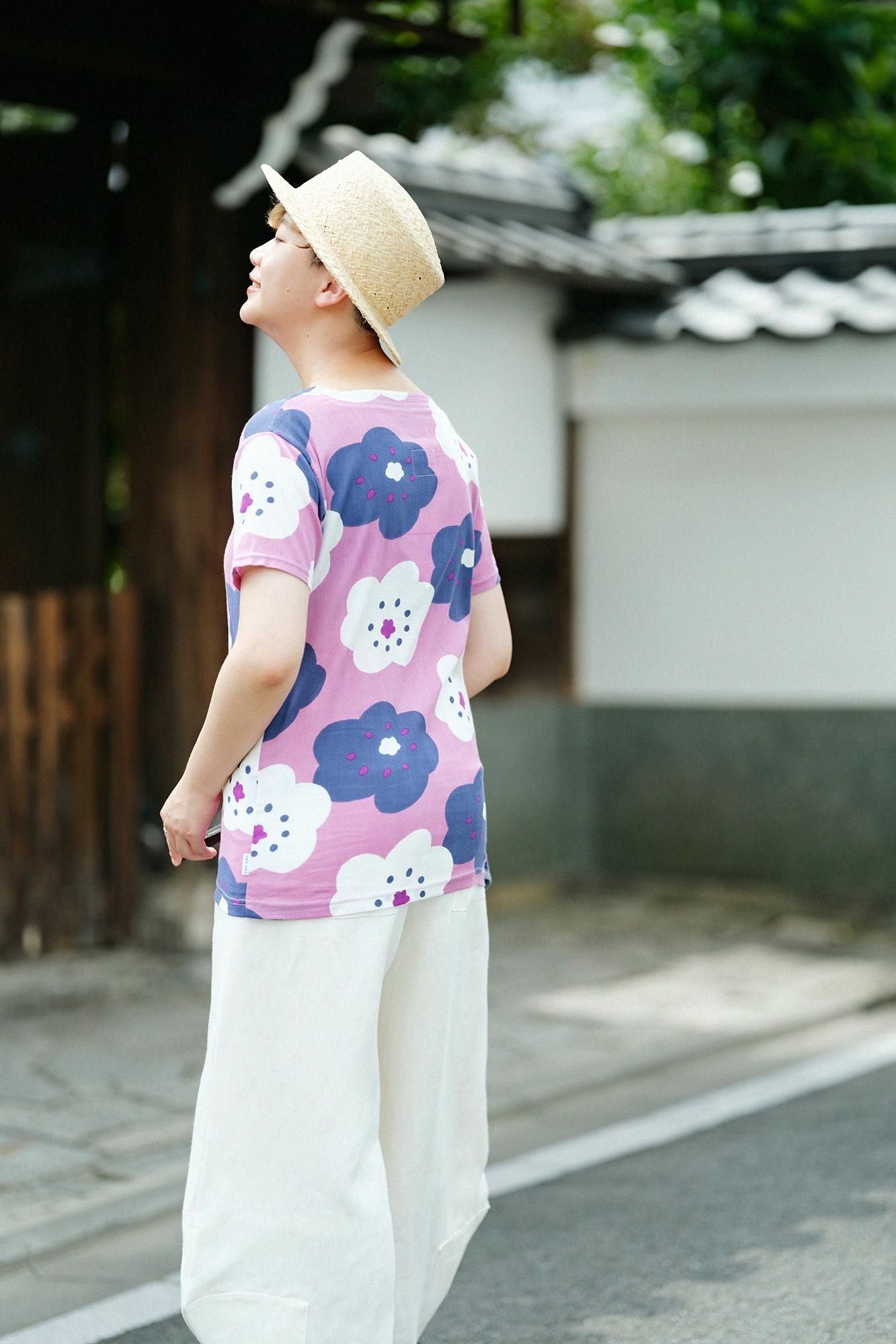 [온라인 전용]타카시마치지미 40/40 히후지반 반팔／호호에미 Nadeshikoiro (Nadeshikoiro)