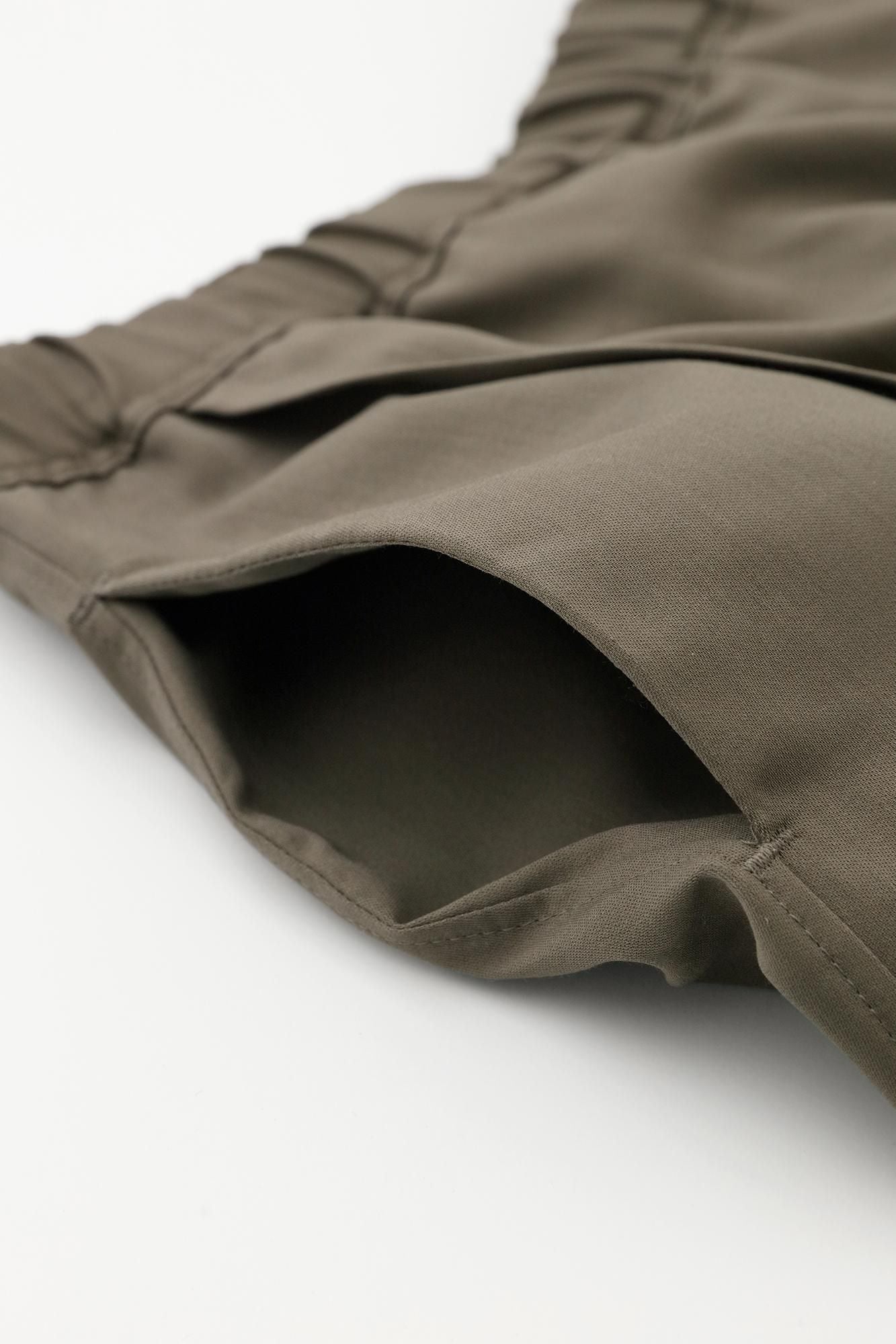 80雙線 緞紋織 手柄寛衣下 和裝褲／深灰色