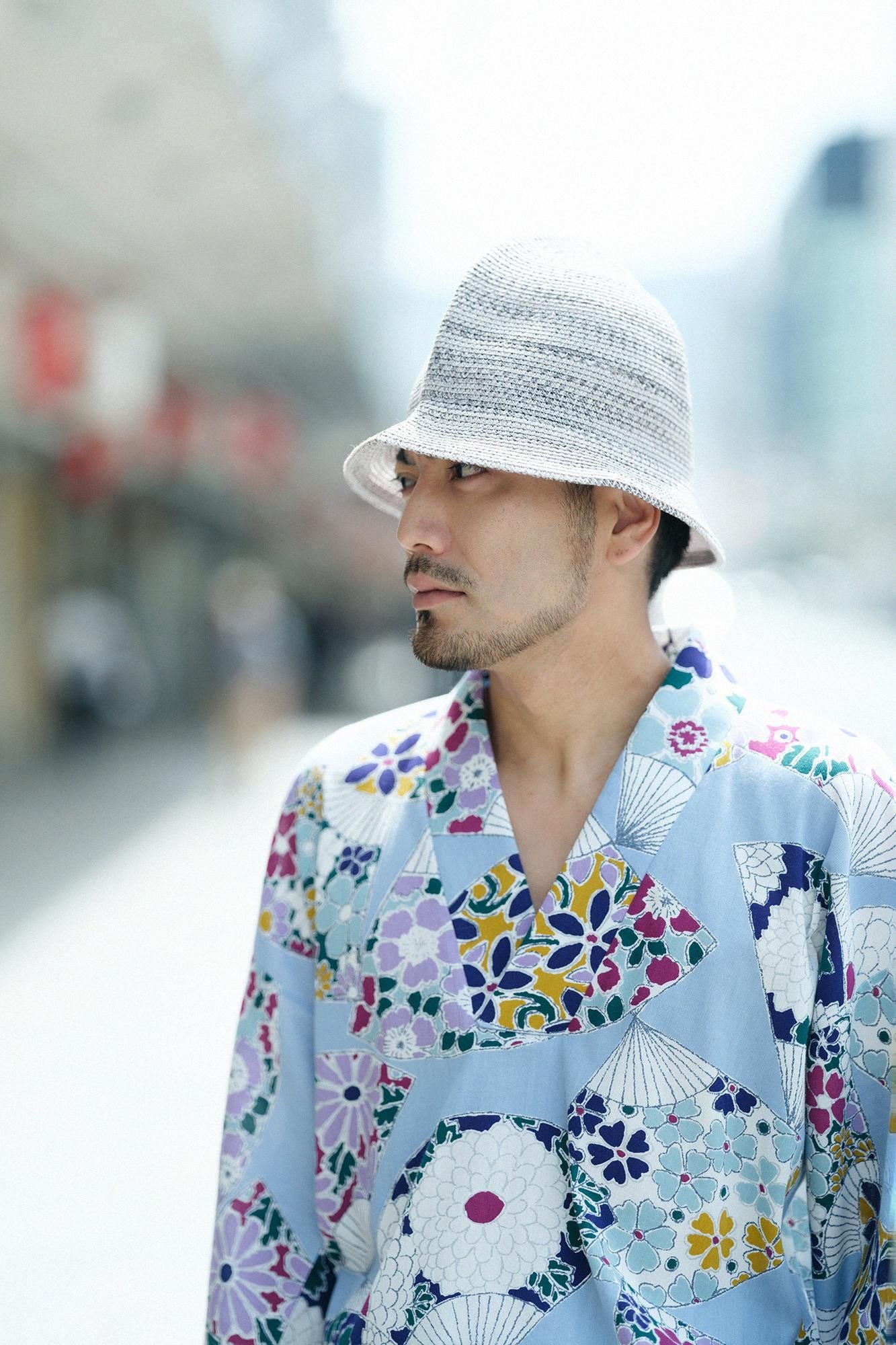 Basket Weave (Woven Bamboo) Owarigasa / Light Ink Grey 