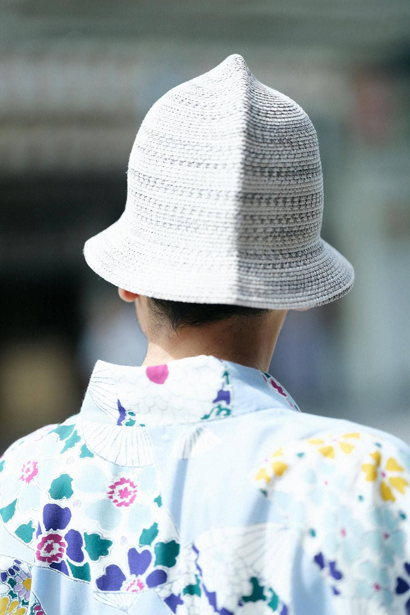 Basket Weave (Woven Bamboo) Owarigasa / Light Ink Grey 