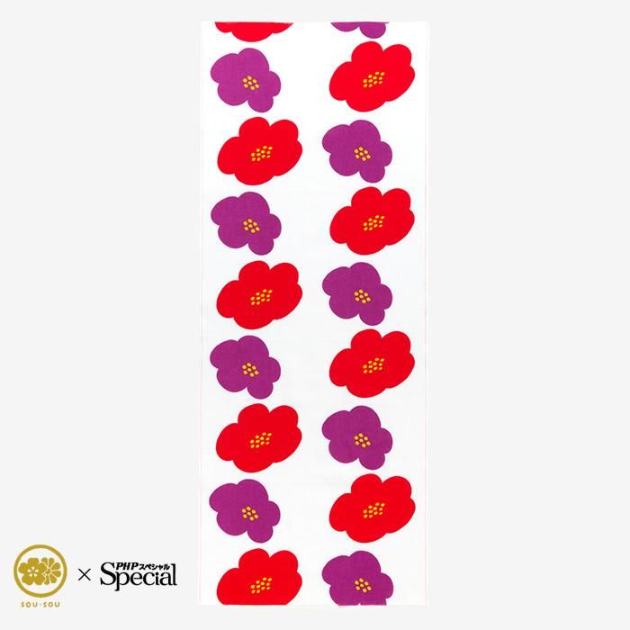 伊勢木綿 textile手ぬぐい／花椿（はなつばき）