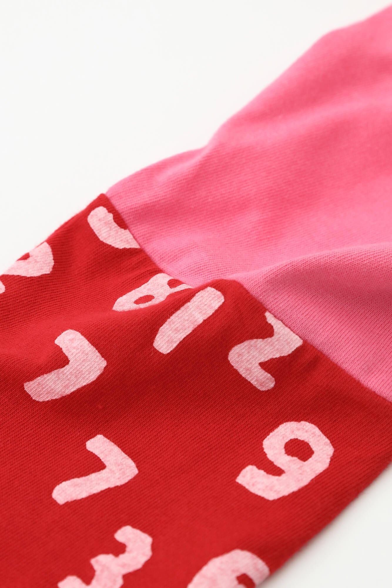 ●雙色袖 上衣／桃色×SO-SU-U十數 昆