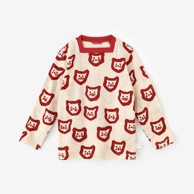● Square Neck Long Sleeve T-shirt / Kittens Scattered