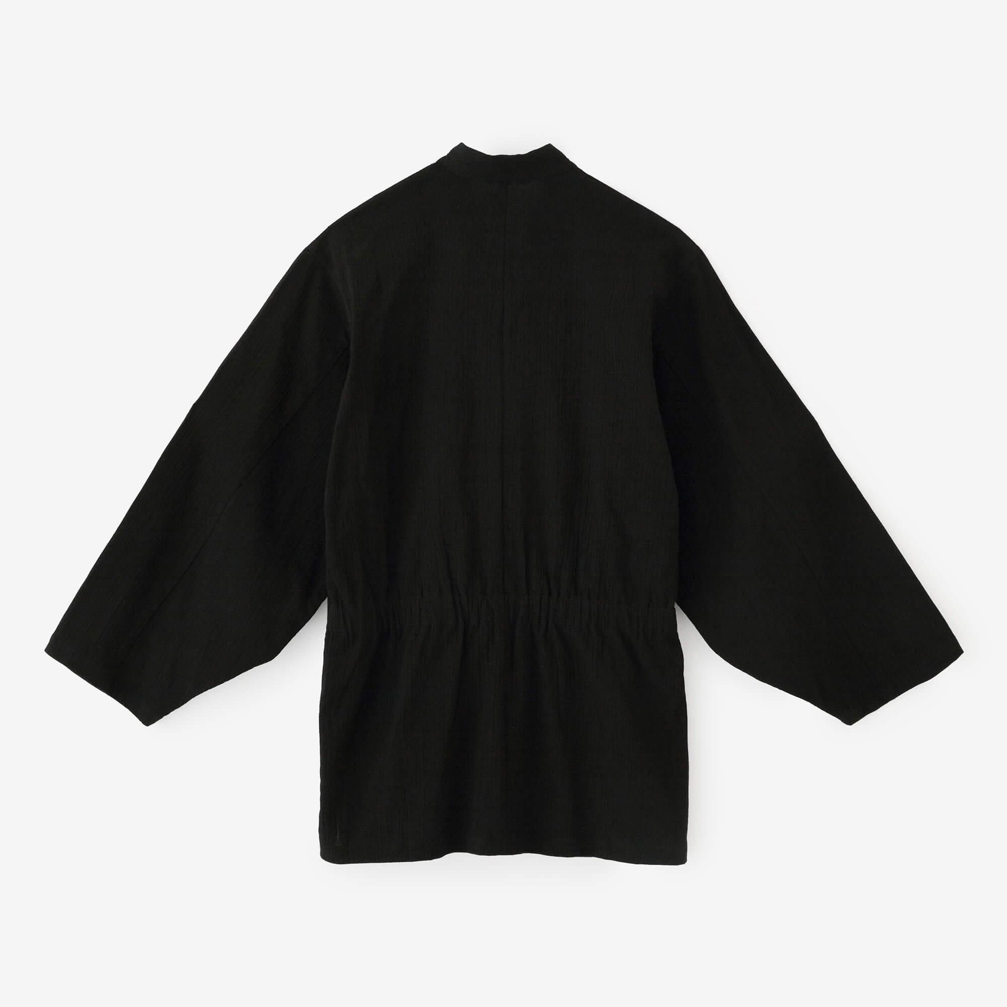 高島縮棉 20/20手柄作務衣／黑色