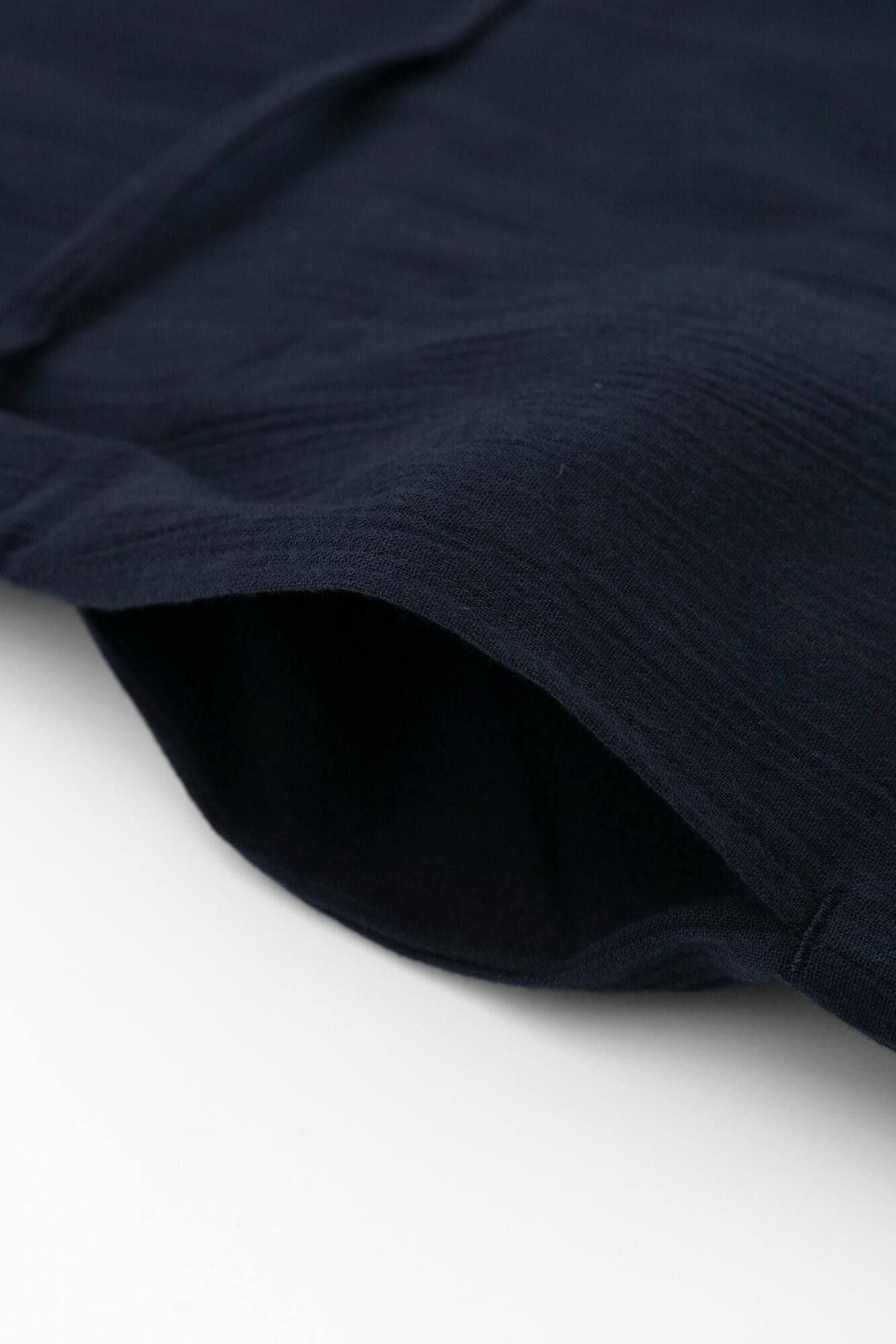 高島縮棉 20/20手柄作務衣／藍黑色