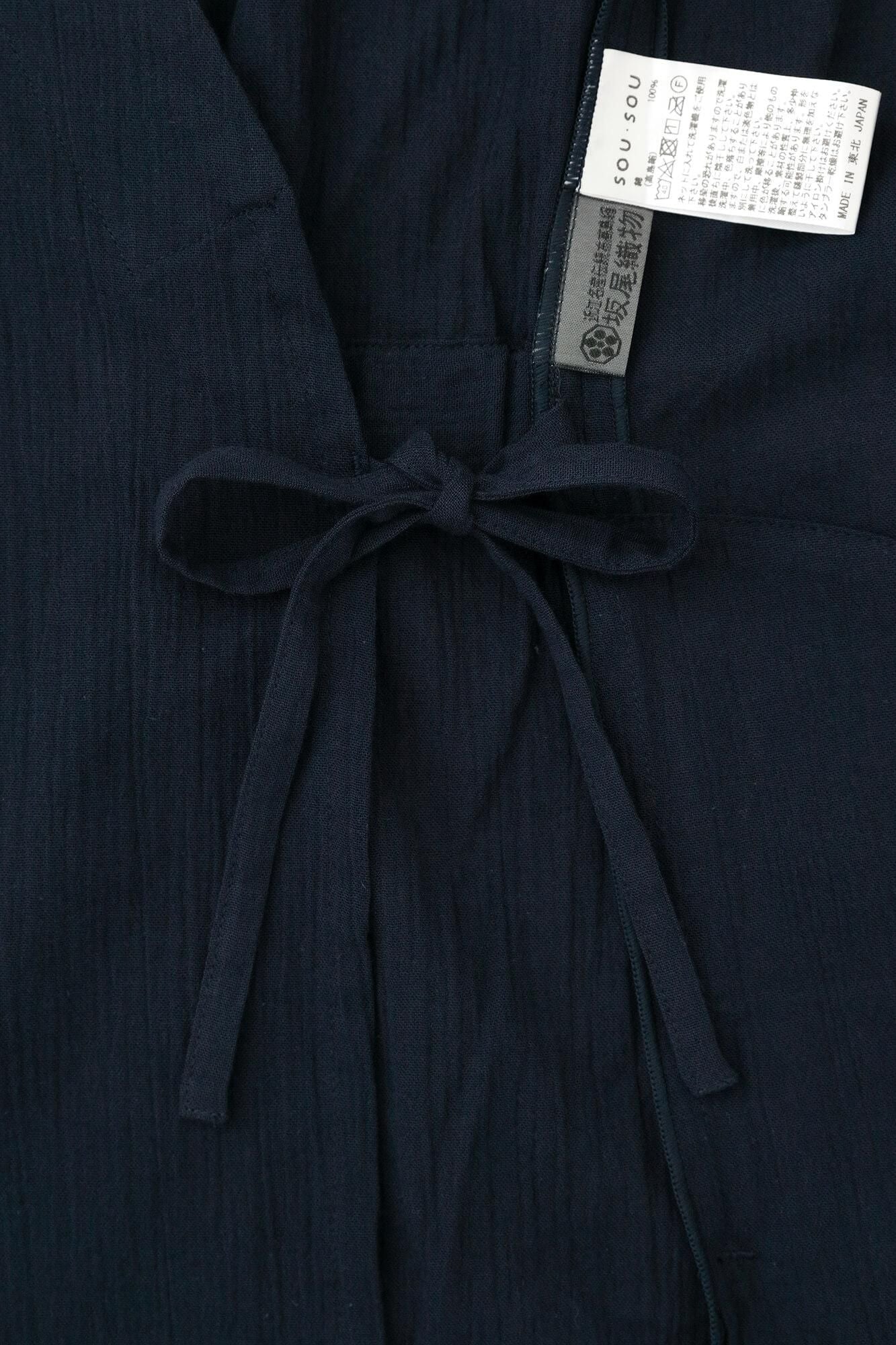 高島縮棉 20/20手柄作務衣／藍黑色