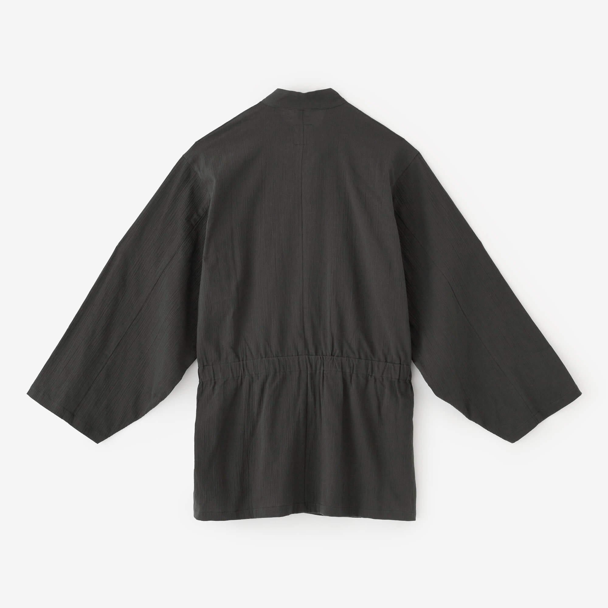 高島縮 20/20 手柄作務衣（たかみさむえ）／濃灰（こいはい）