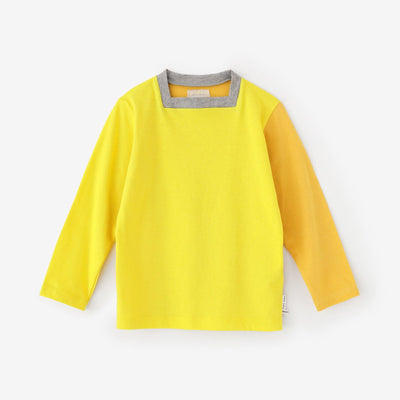 ● Square Neck Long Sleeve T-shirt Bi-color / Lemon × Yellow