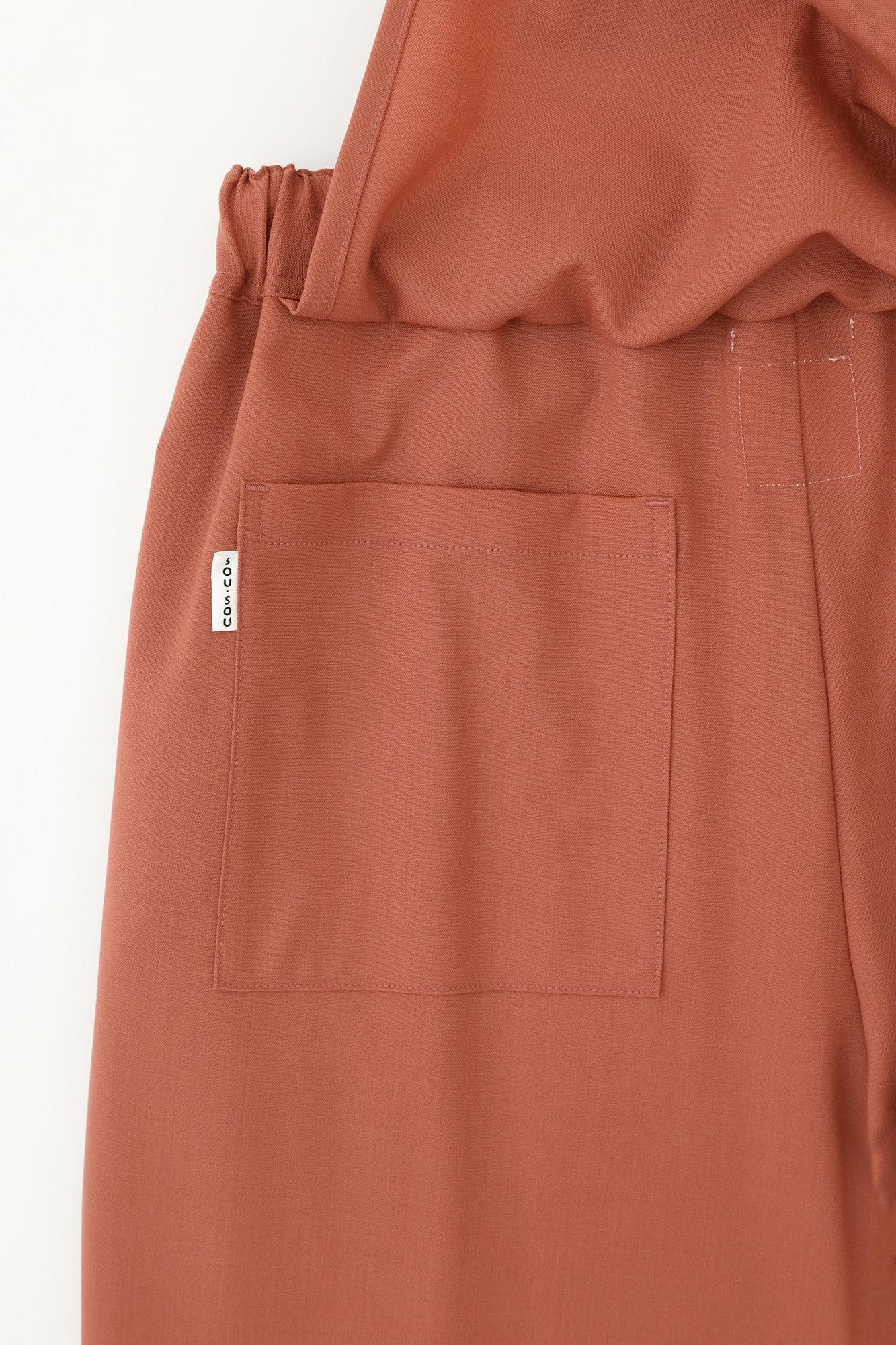 伸 梳毛 和服褲裝／淺磚紅色