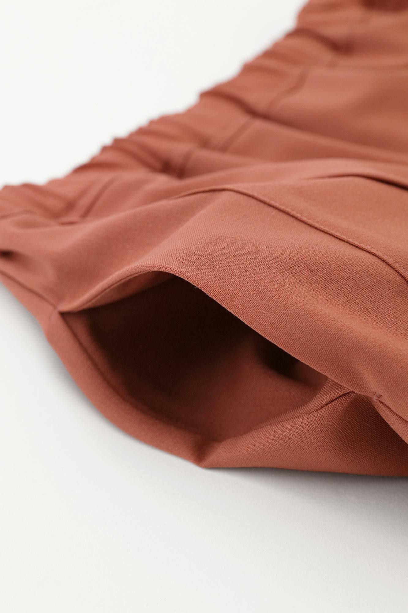 伸 梳毛 和服褲裝／淺磚紅色