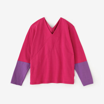 누키에리 지반 색이 다른소매 서티싱글/모란화컬러(모란색)×아오이색(블루색)