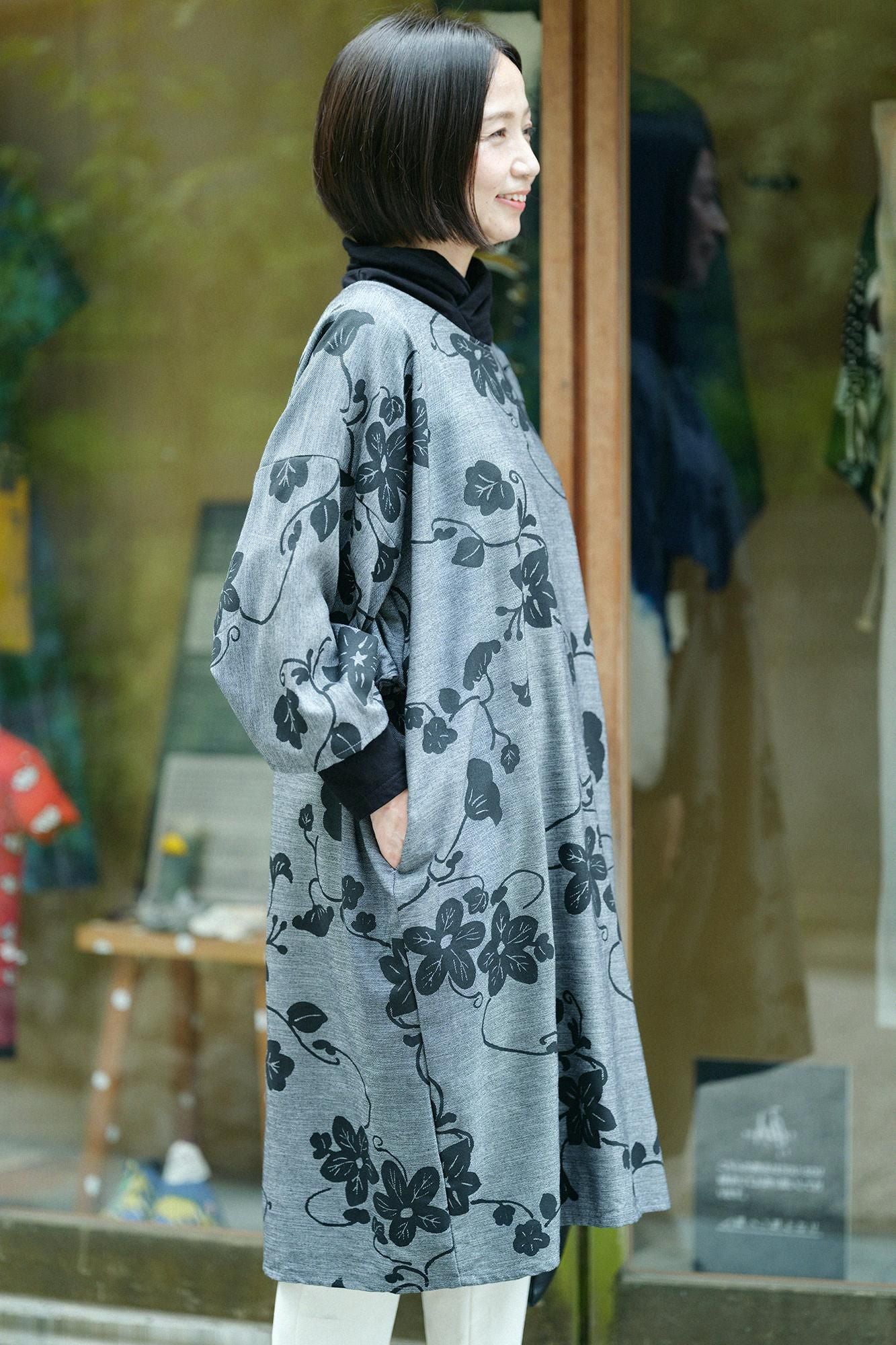 Robe rectangulaire Naginata en sergé de rayonne de coton/Urushi Raboku