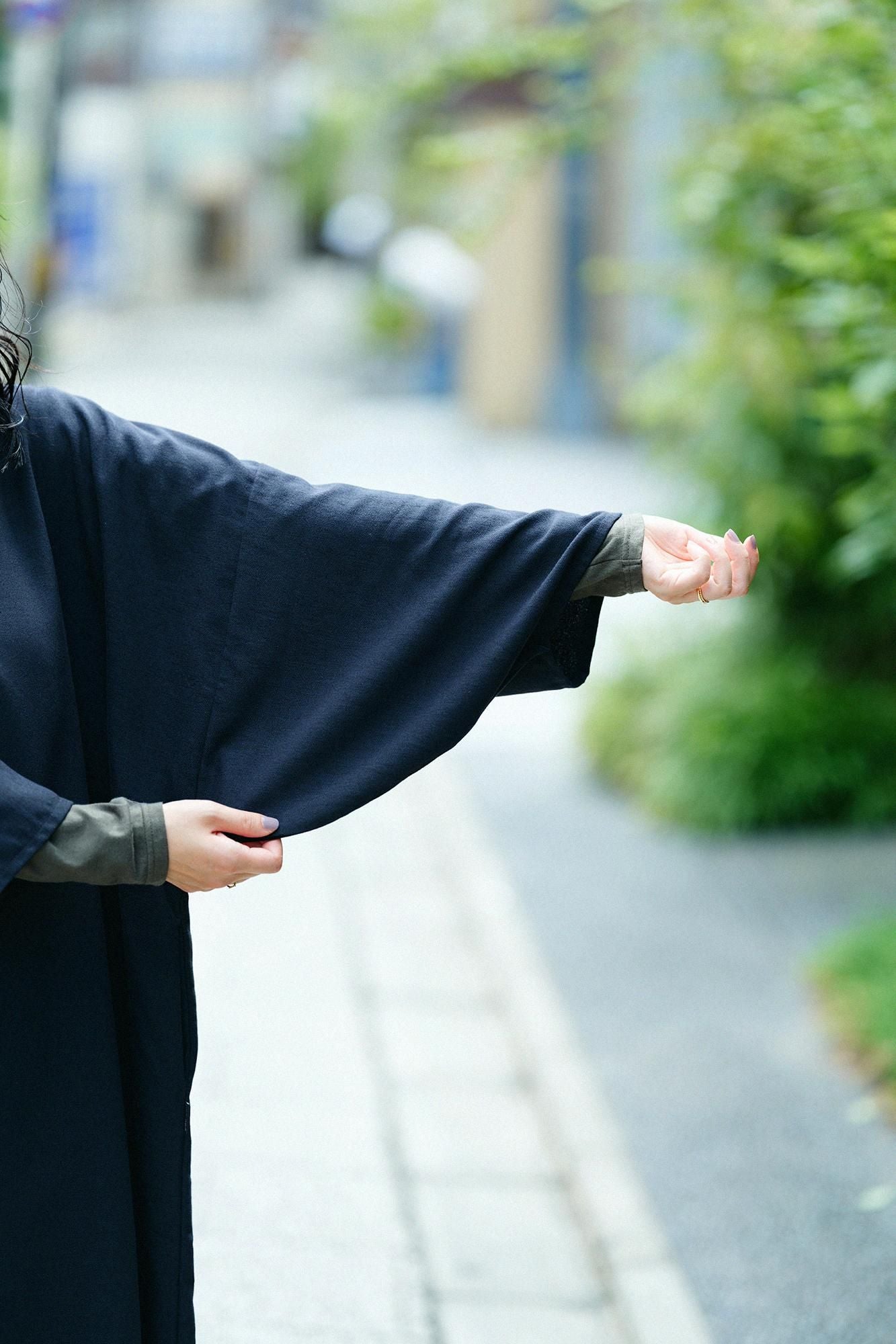 Baumwoll-Rayon-Twill-Webart (rechteckiges Naginata-Gewand)/Tiefblau (Shinkon)