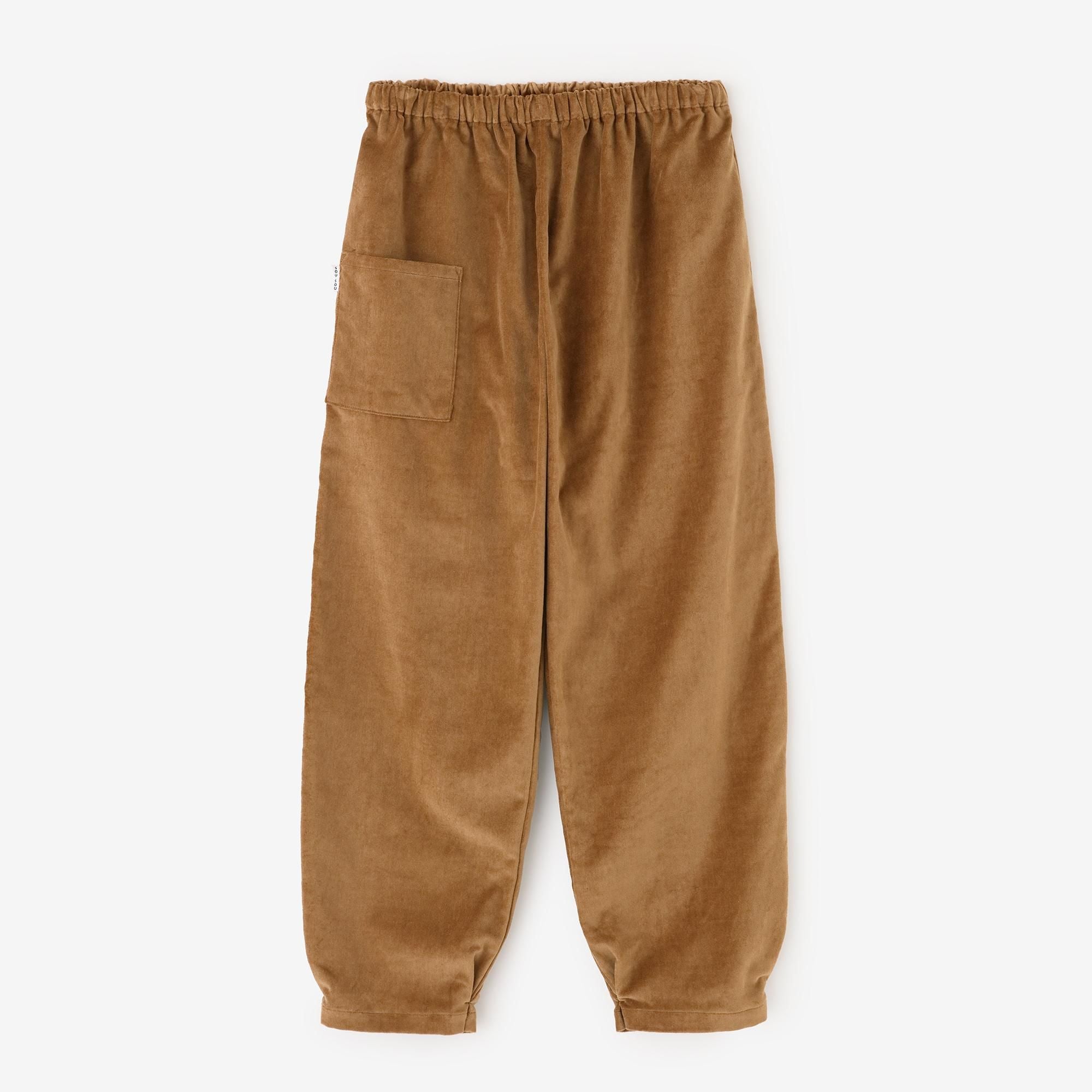 Cotton-linen Blend Blue Green Monpe Workers Pants / Beige