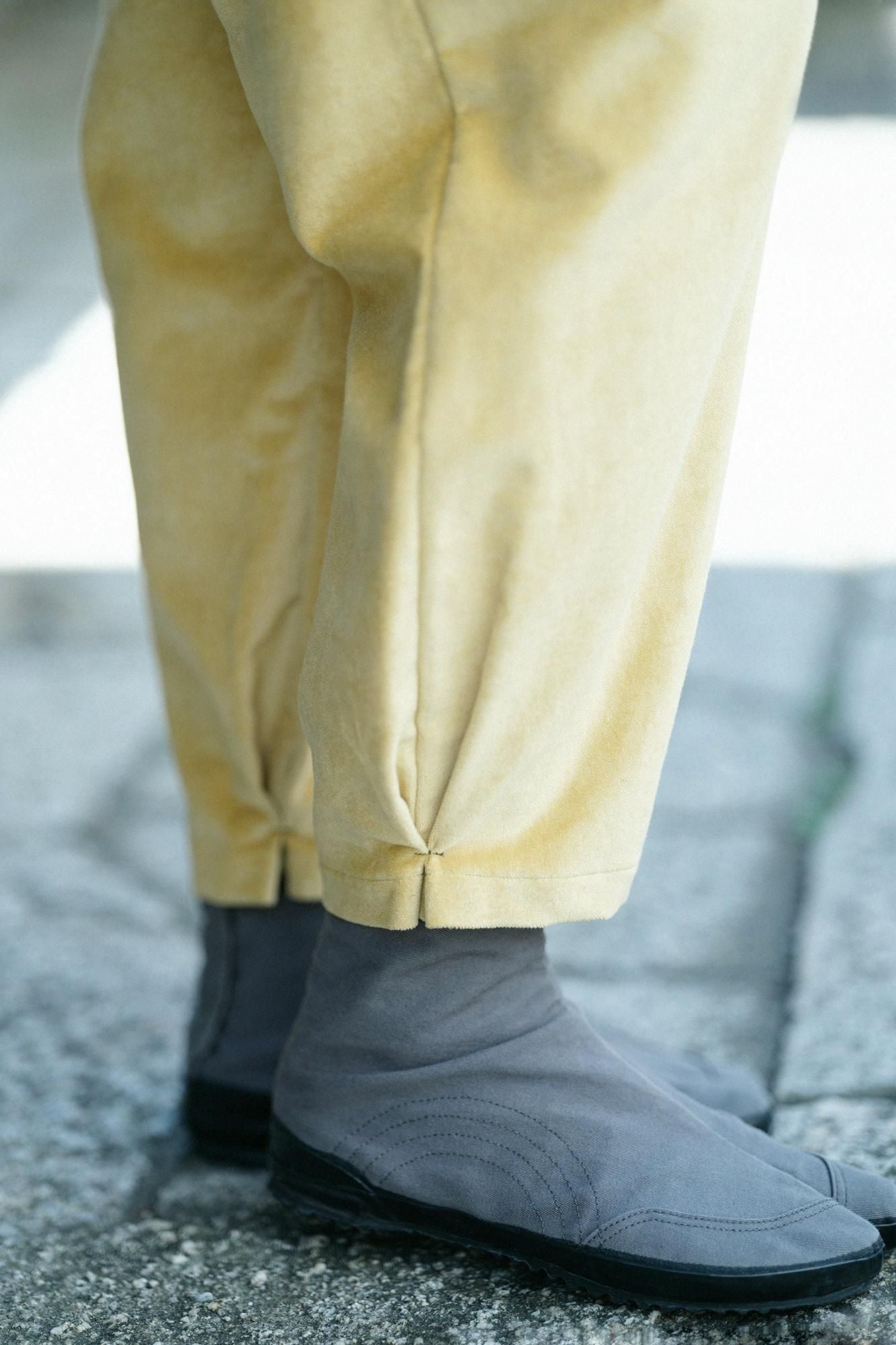 Cotton-linen Blend Blue Green Monpe Workers Pants / Gardenia Color