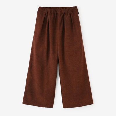 棉毛混紡二褶闊腿褲/紅磚色