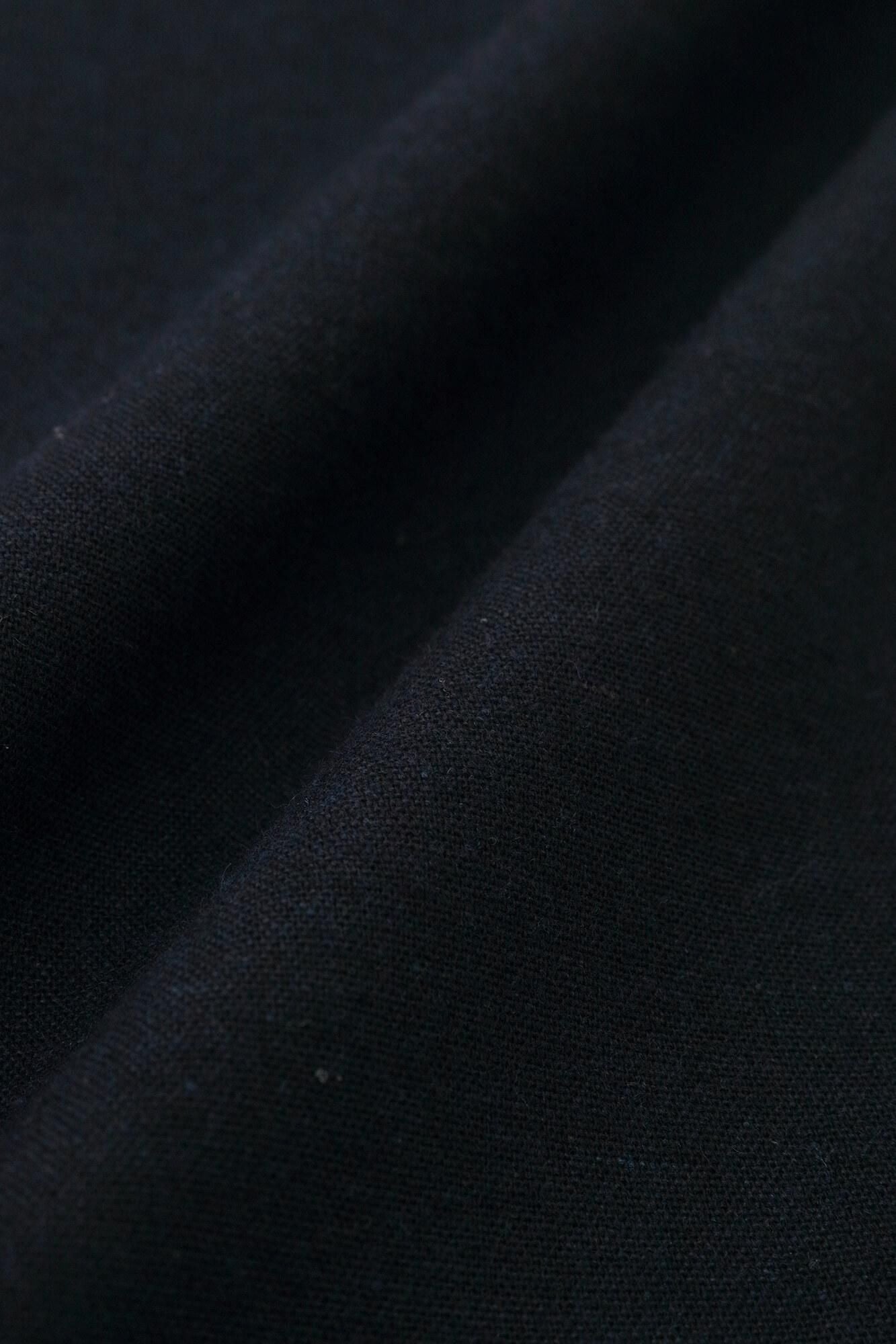 棉毛混紡二褶闊腿褲/深藍色