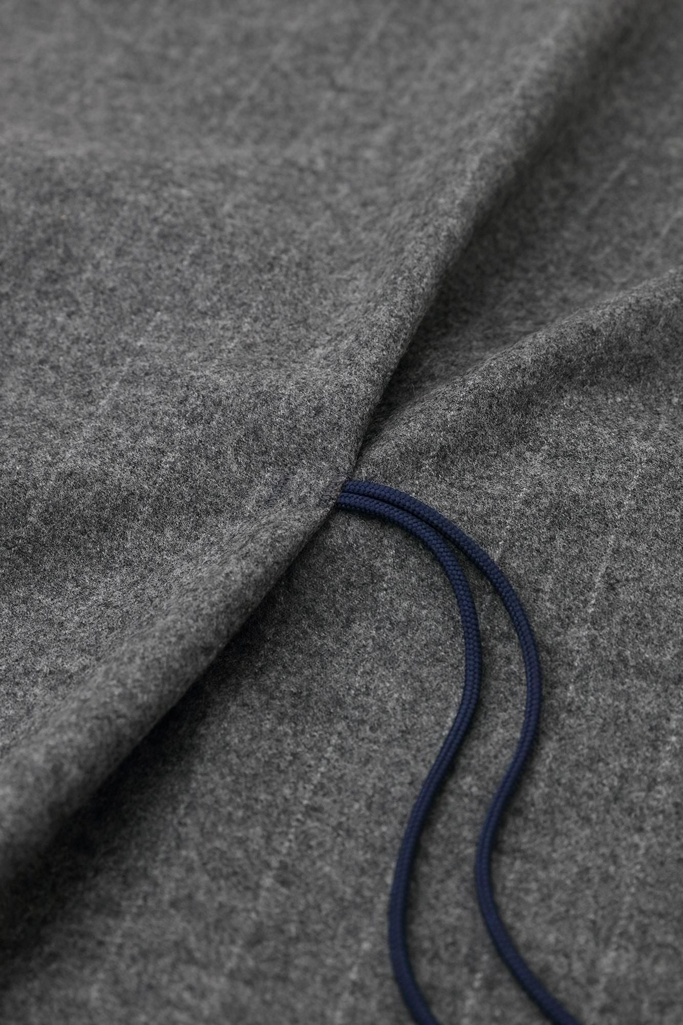 梳毛條紋 如月披風斗篷／深灰色