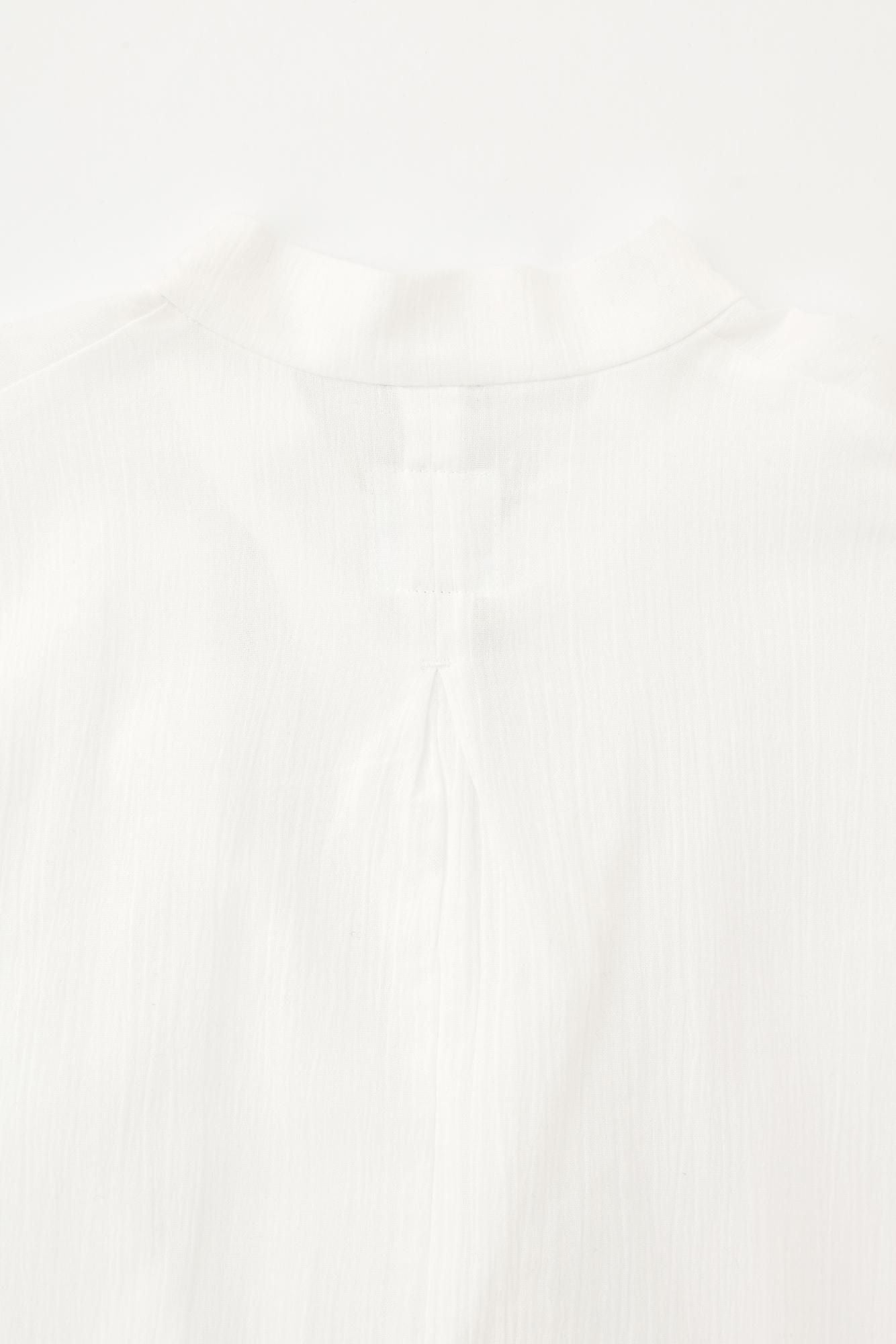 高島縮棉 20/20筒袖作務襯衫／白色